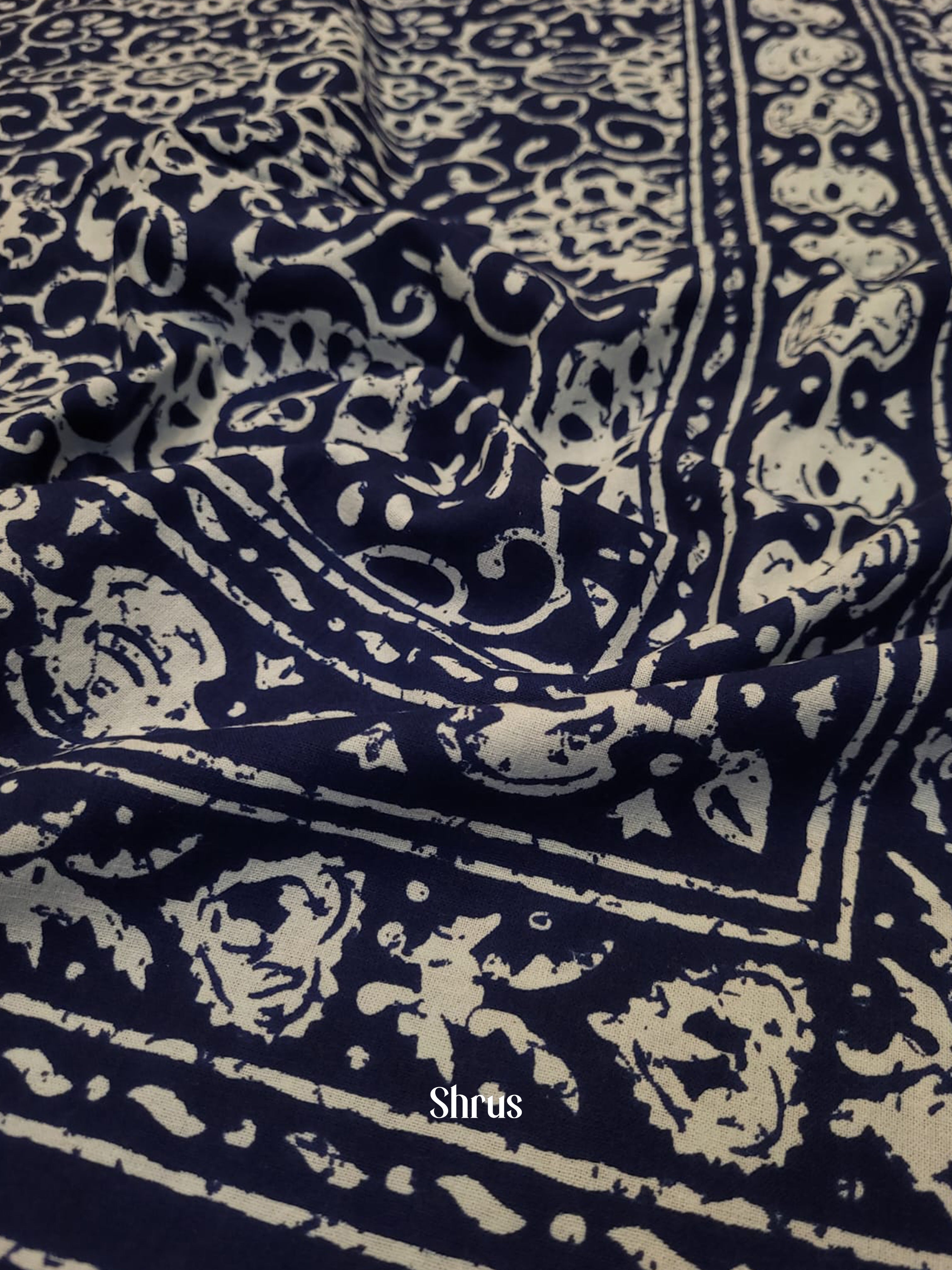 Navy Blue & Cream - Bed Spreads