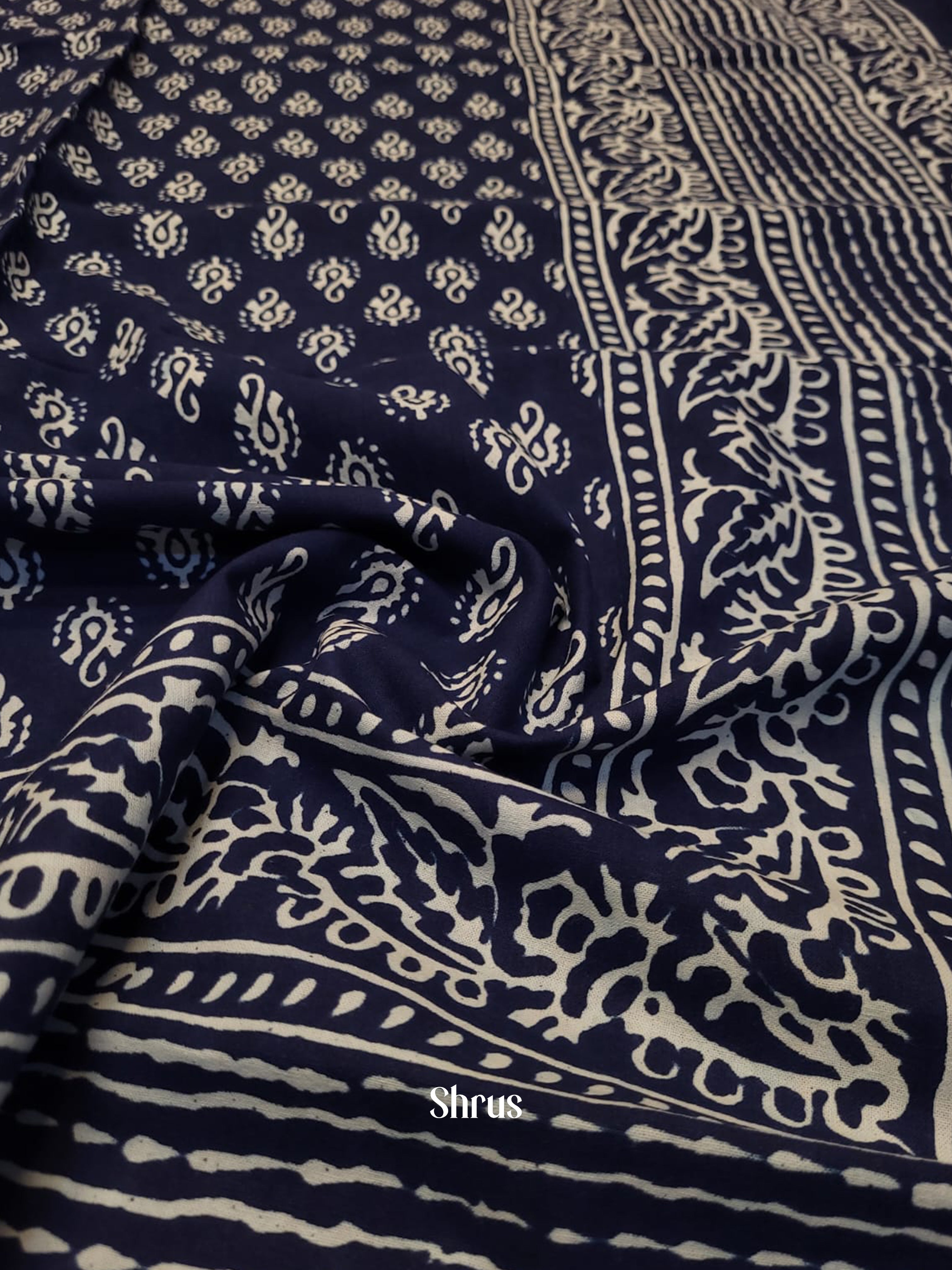 Navy Blue & Cream - Bed Spreads