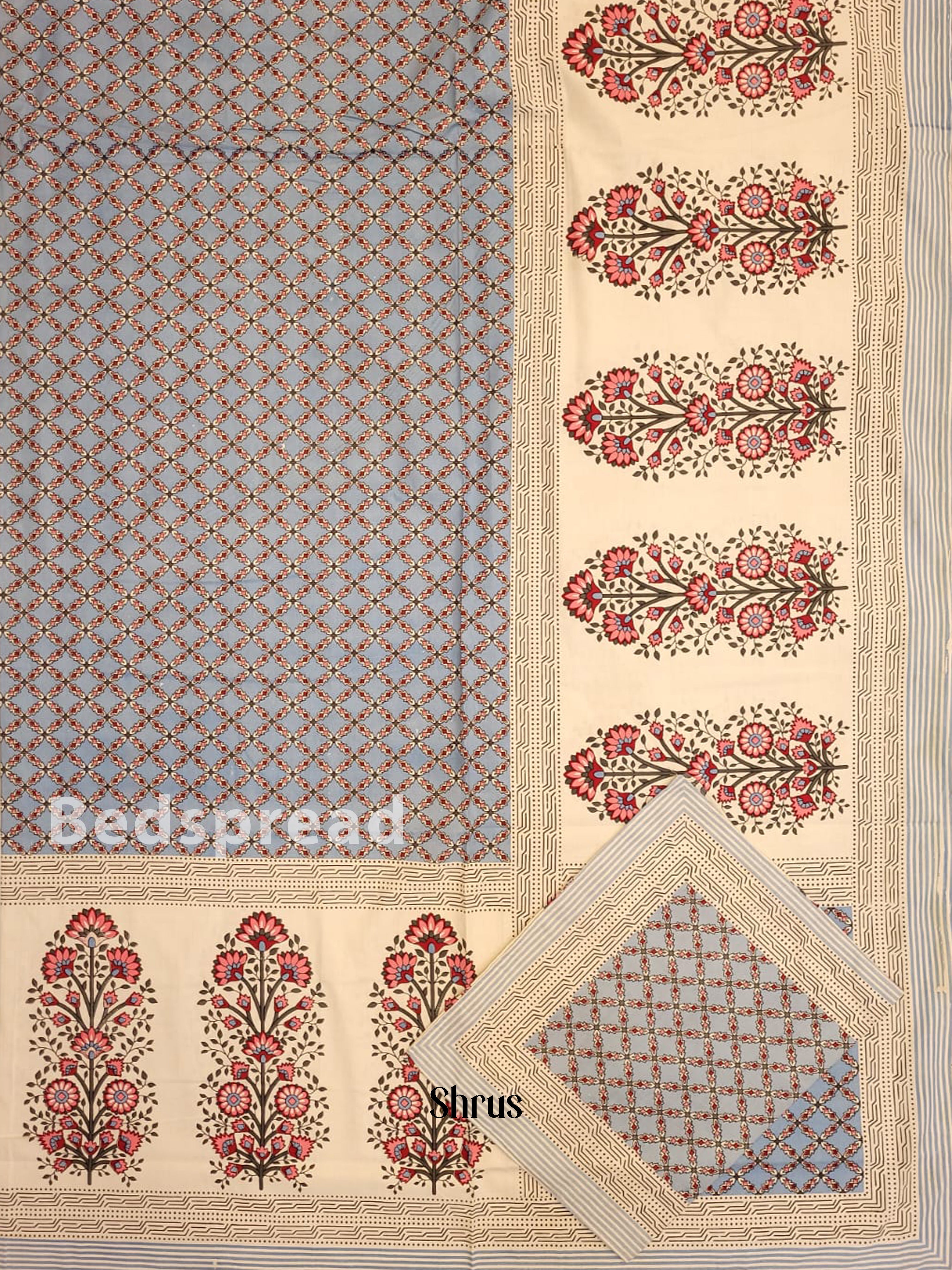 Blue & Cream - Bed Spreads