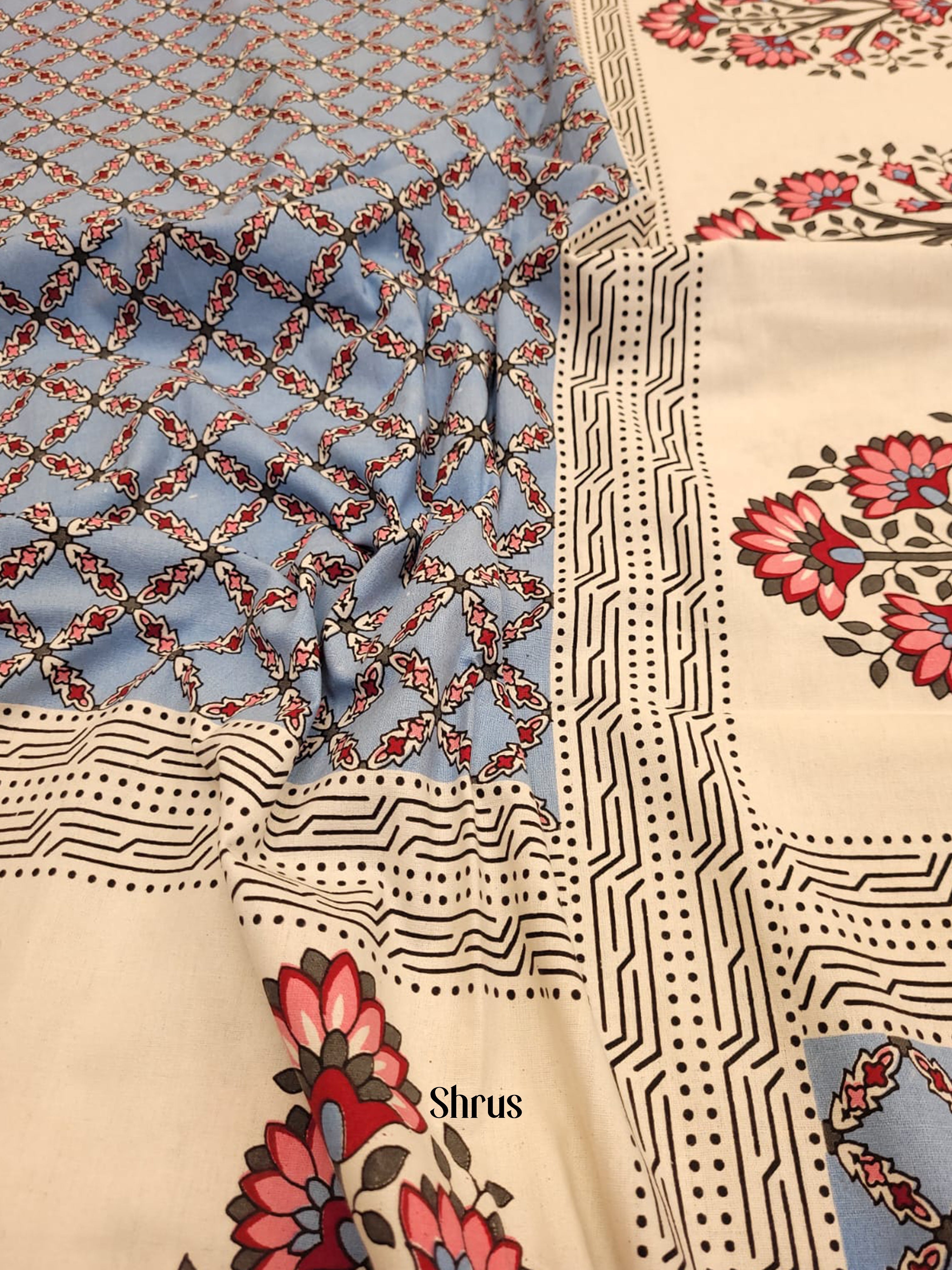 Blue & Cream - Bed Spreads
