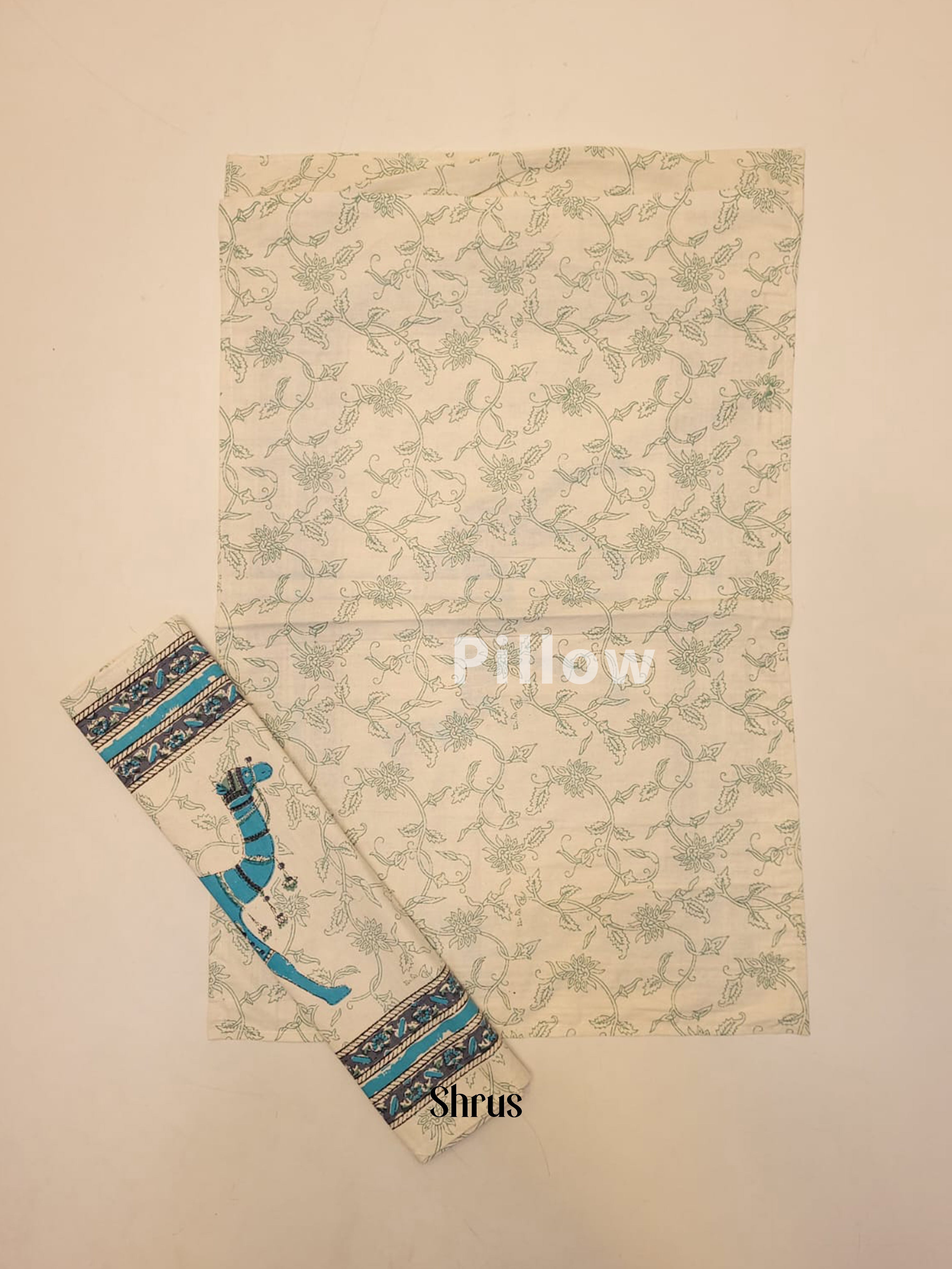 Cream & Blue -Bed Spreads