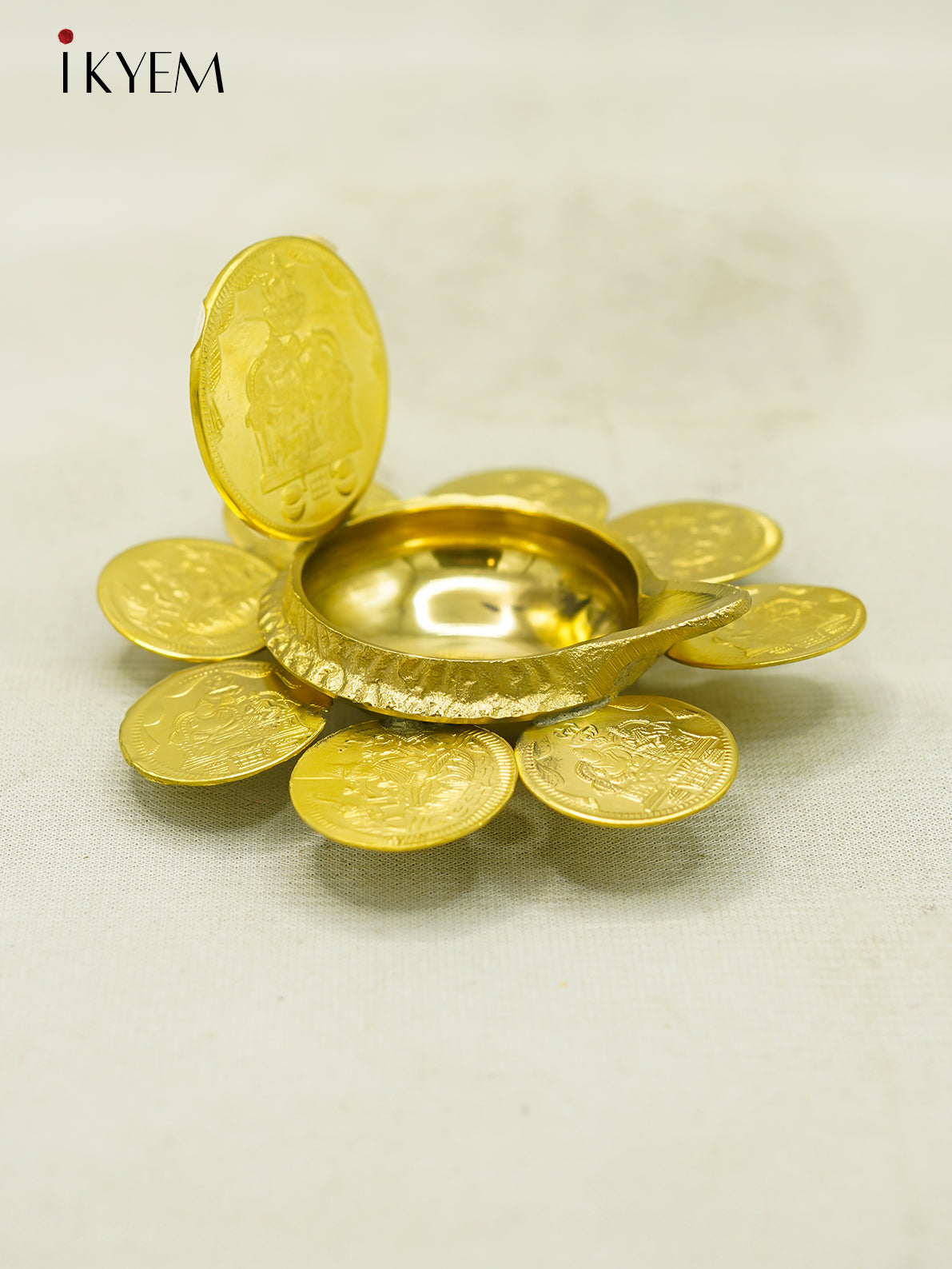 Brass Coin Diya - 4FJ14028