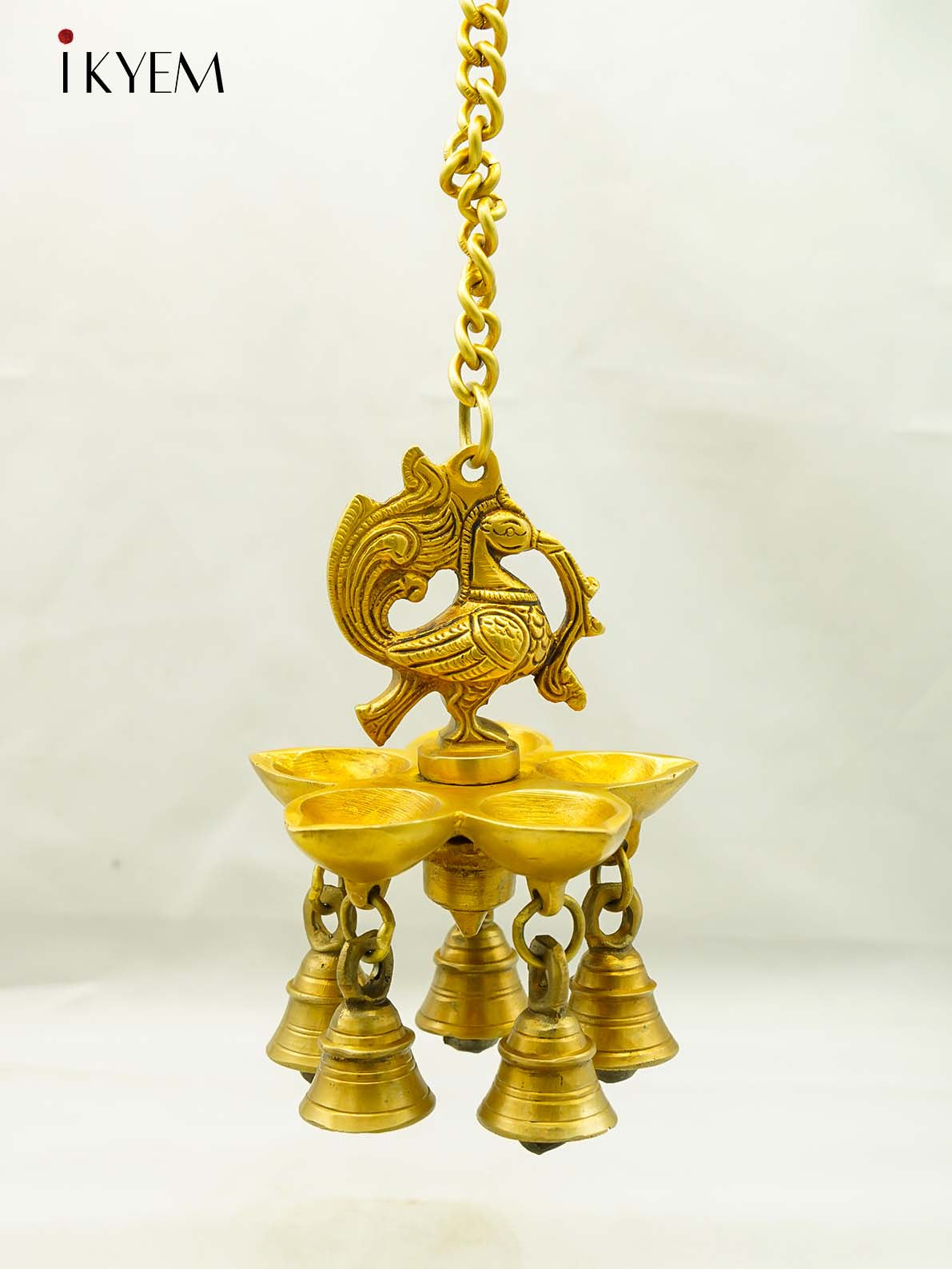 Brass Peacock Hanging Vilaku with bells