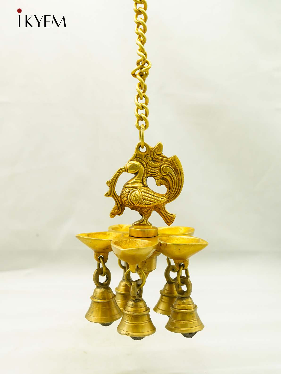 Brass Peacock Hanging Vilaku with bells