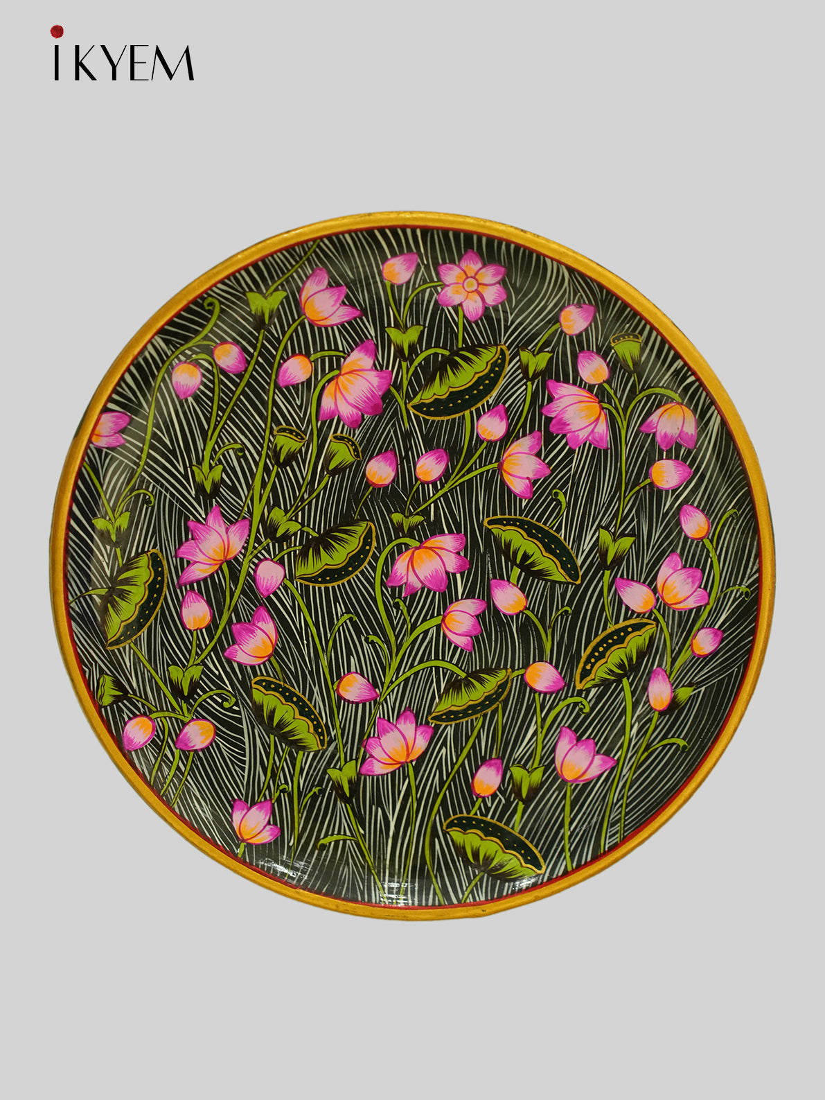 Lotus -Handpainted wooden wall hanging plates