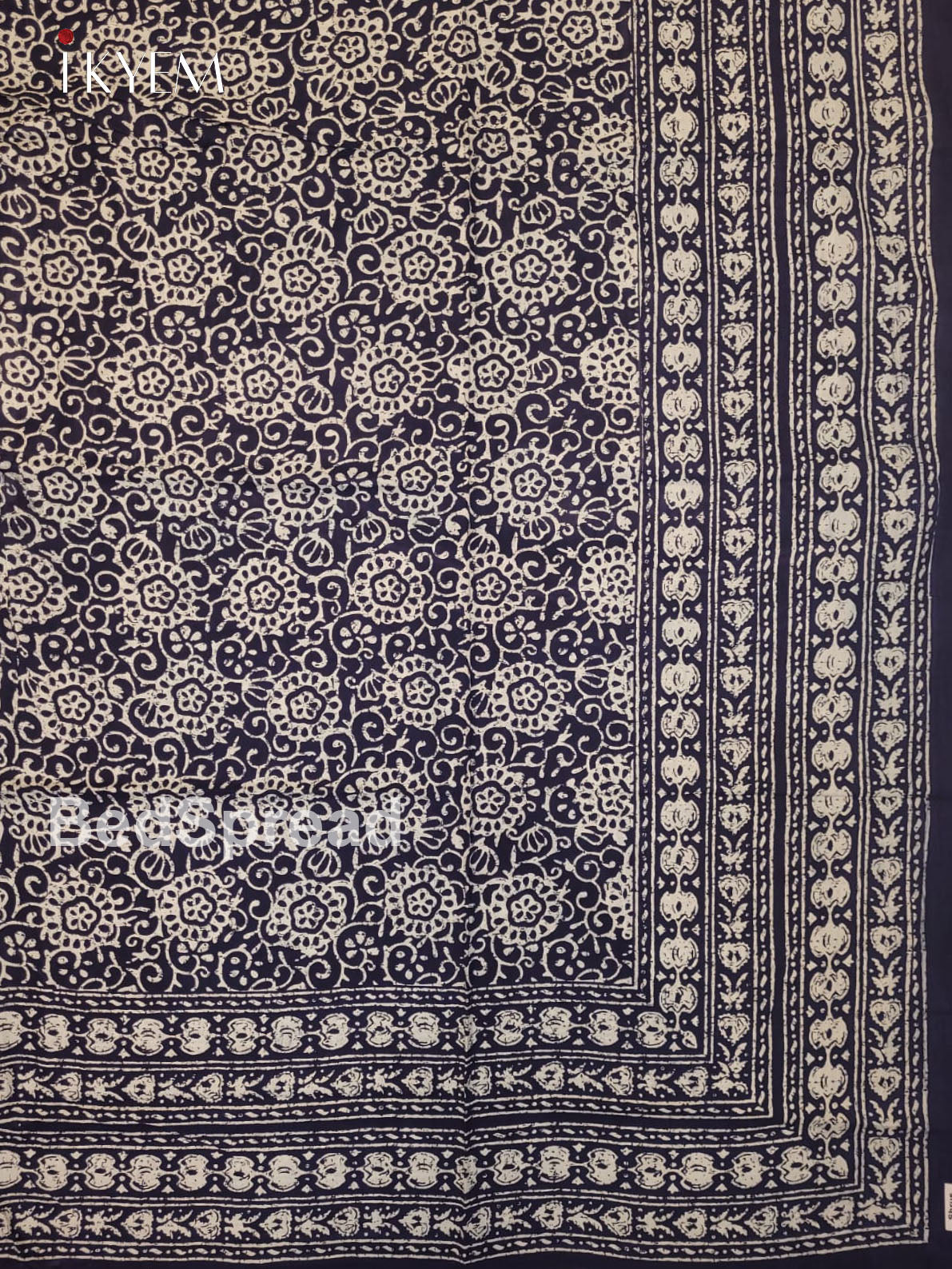 Indigo Blue & Cream- Bed Spread