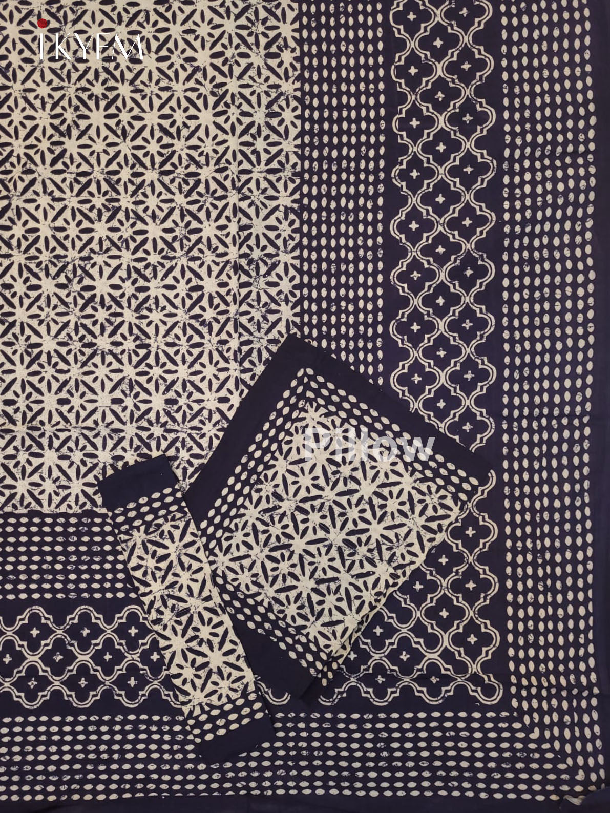 Indigo Blue & Cream - Bed Spread