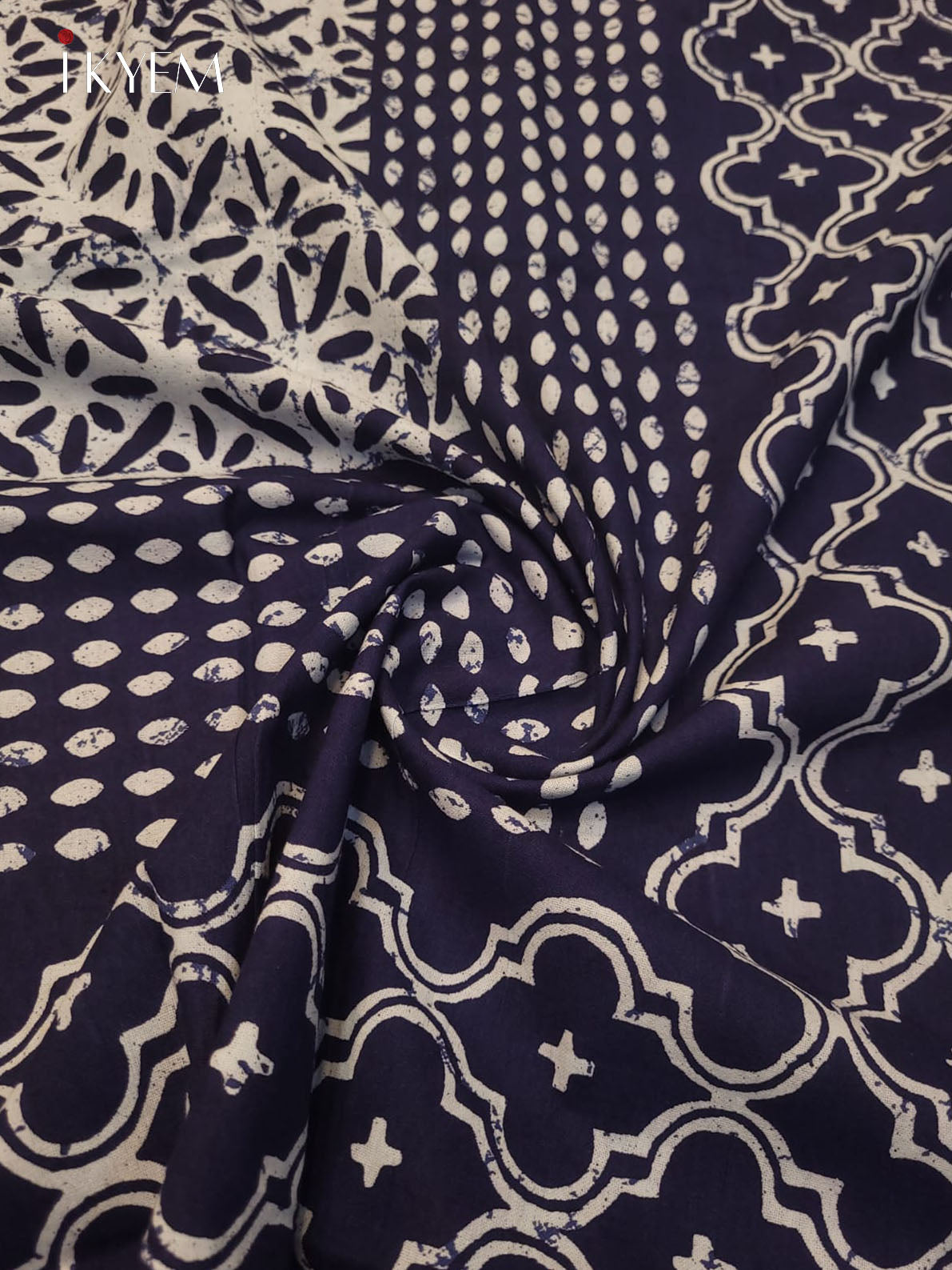 Indigo Blue & Cream - Bed Spread