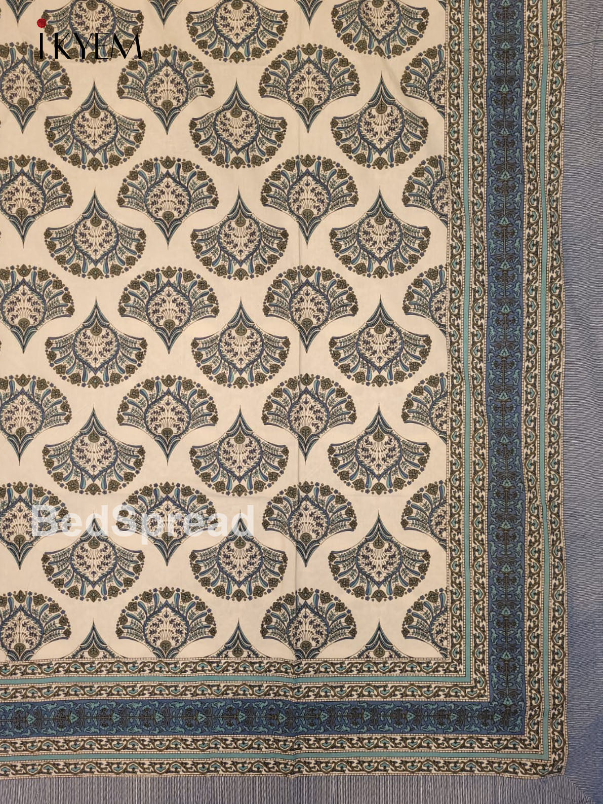 Cream & Blue- Bed Spread