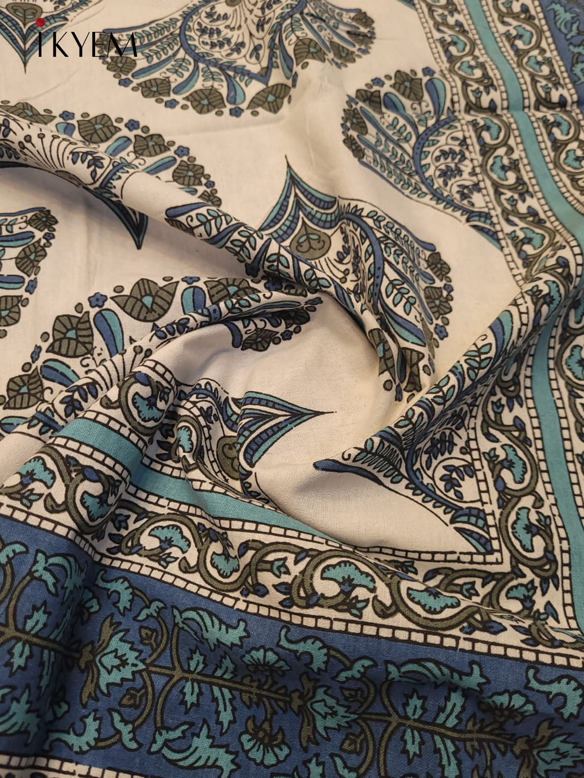 Cream & Blue- Bed Spread