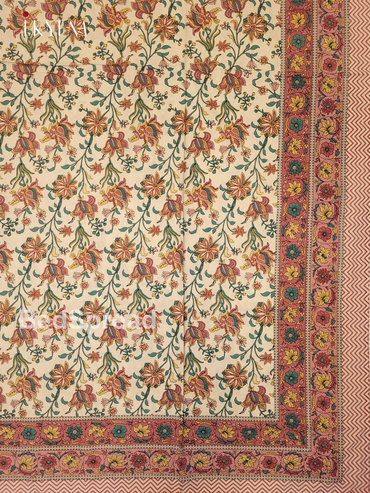 Cream & Pink - Bed Spread