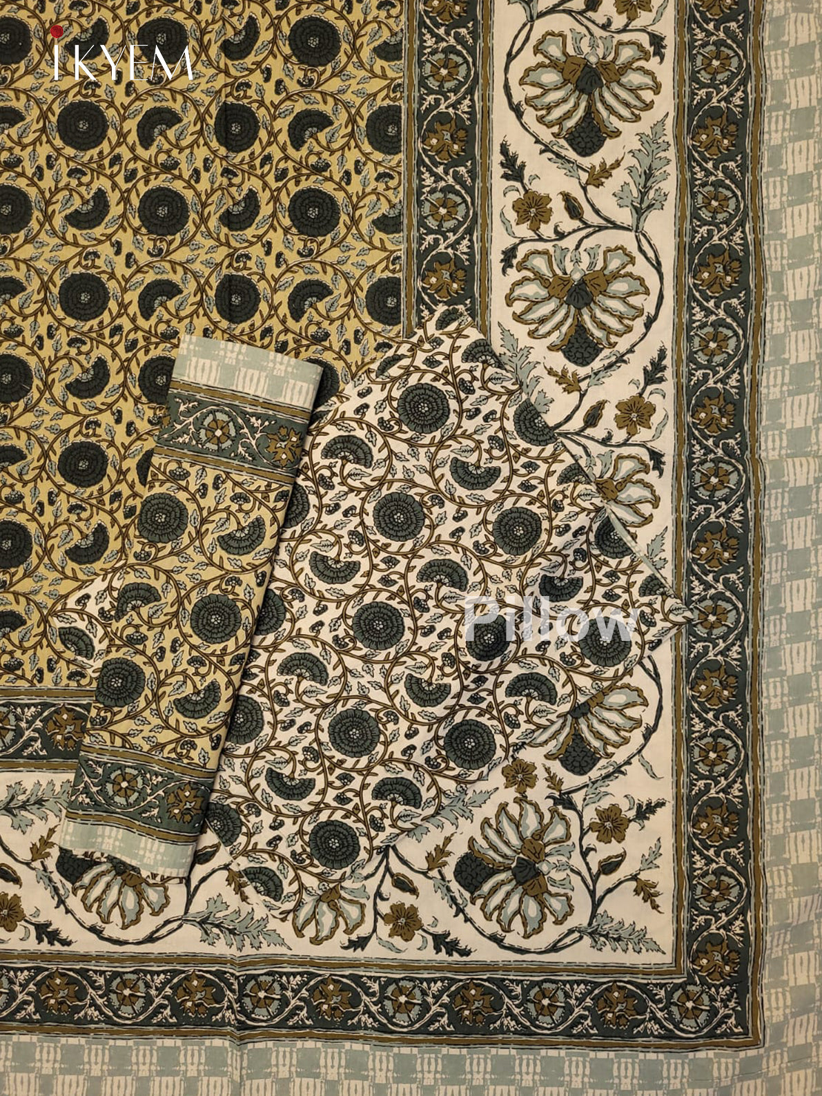 Cream & Green - Bed Spread