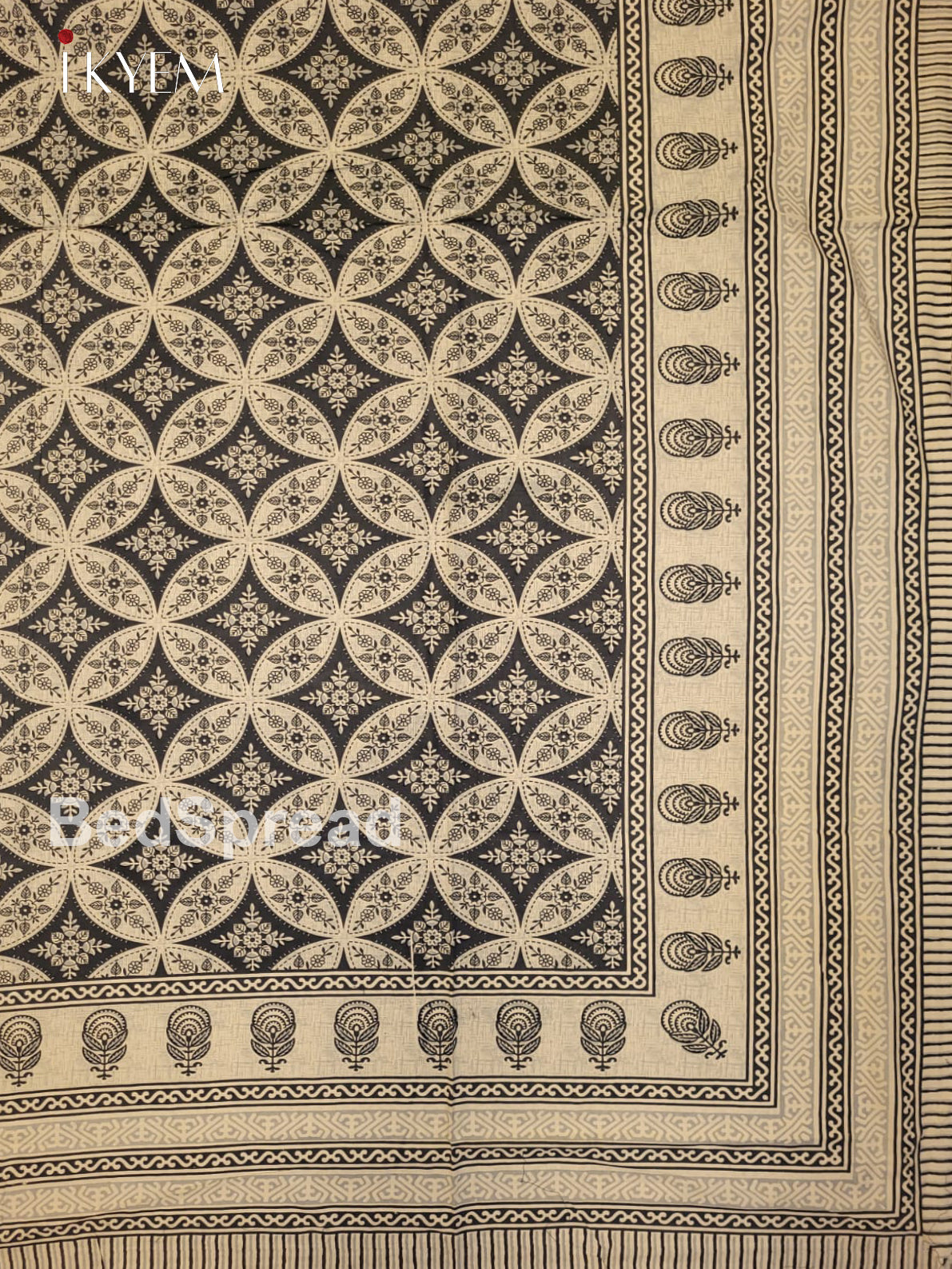 Cream & Grey - Bed Spread