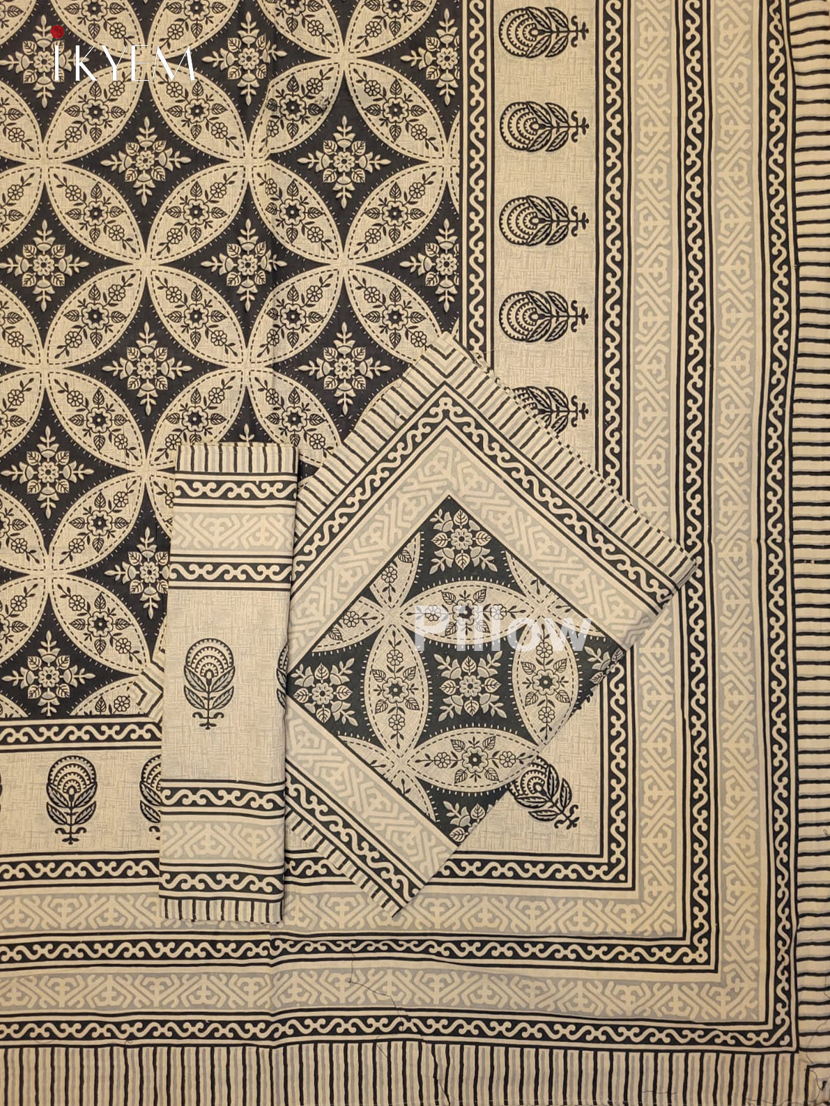 Cream & Grey - Bed Spread