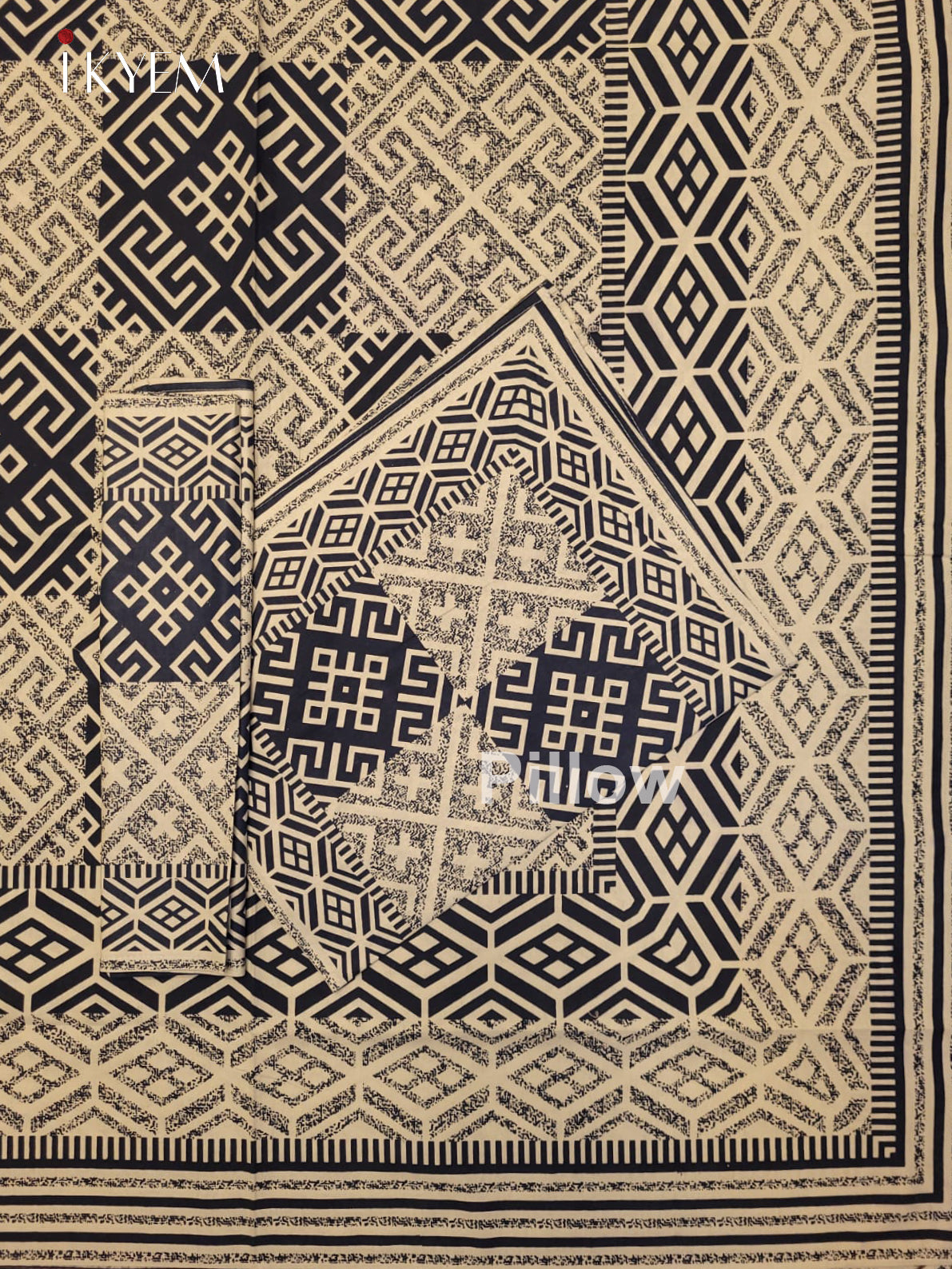 Cream and Blue - Bed Spread