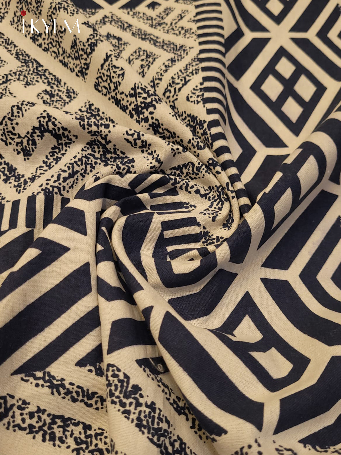 Cream and Blue - Bed Spread