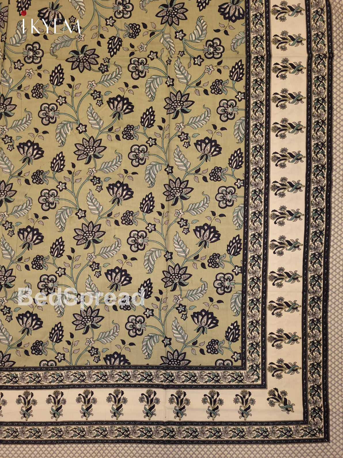 Cream and pista Green - Bed Spread