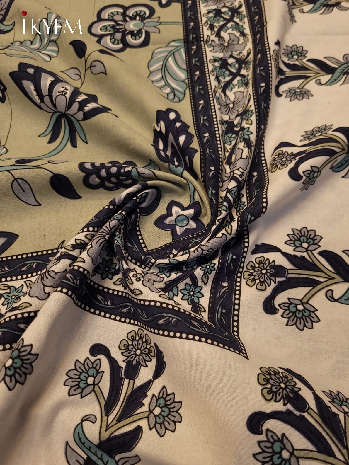 Cream and pista Green - Bed Spread
