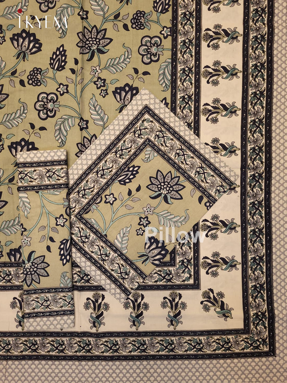 Cream and pista Green - Bed Spread