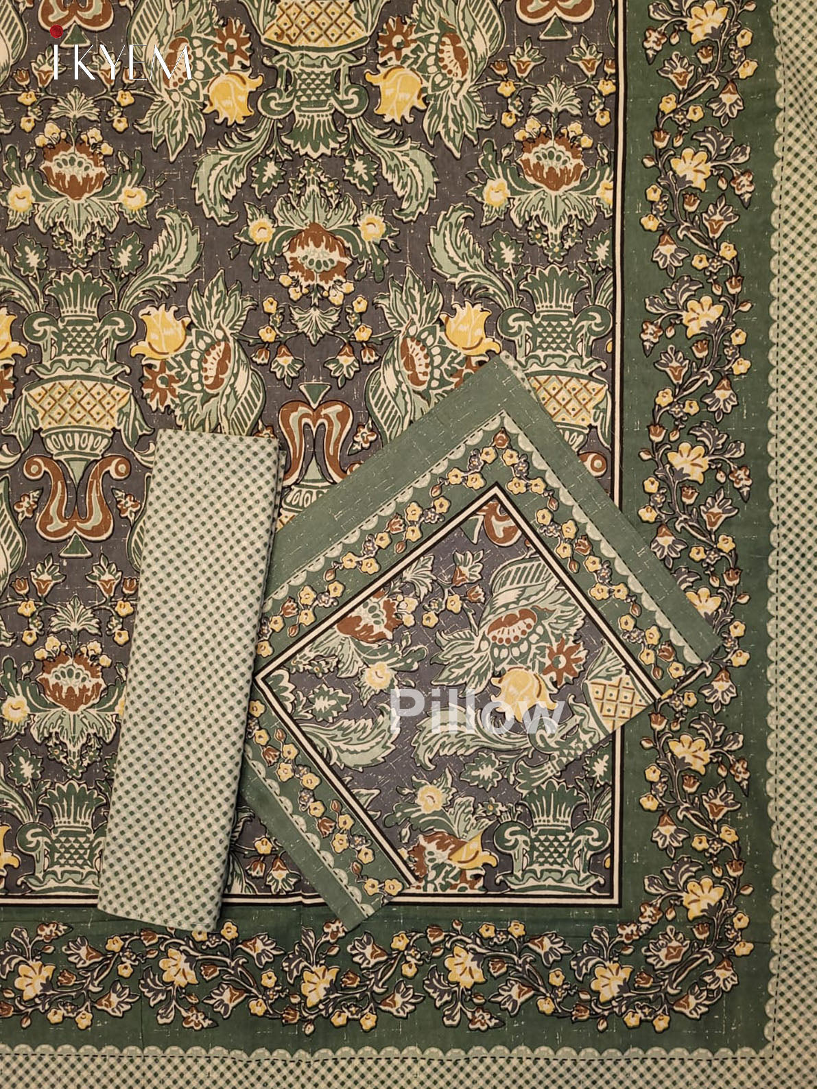 Grey and Green - Bed Spread