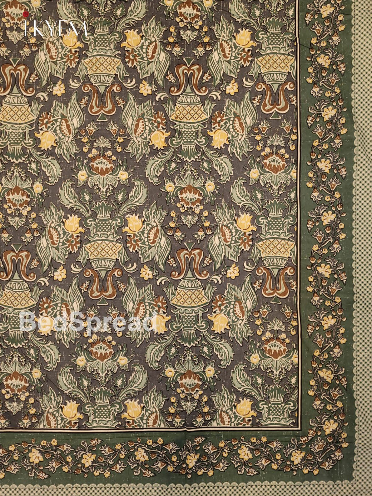 Grey and Green - Bed Spread