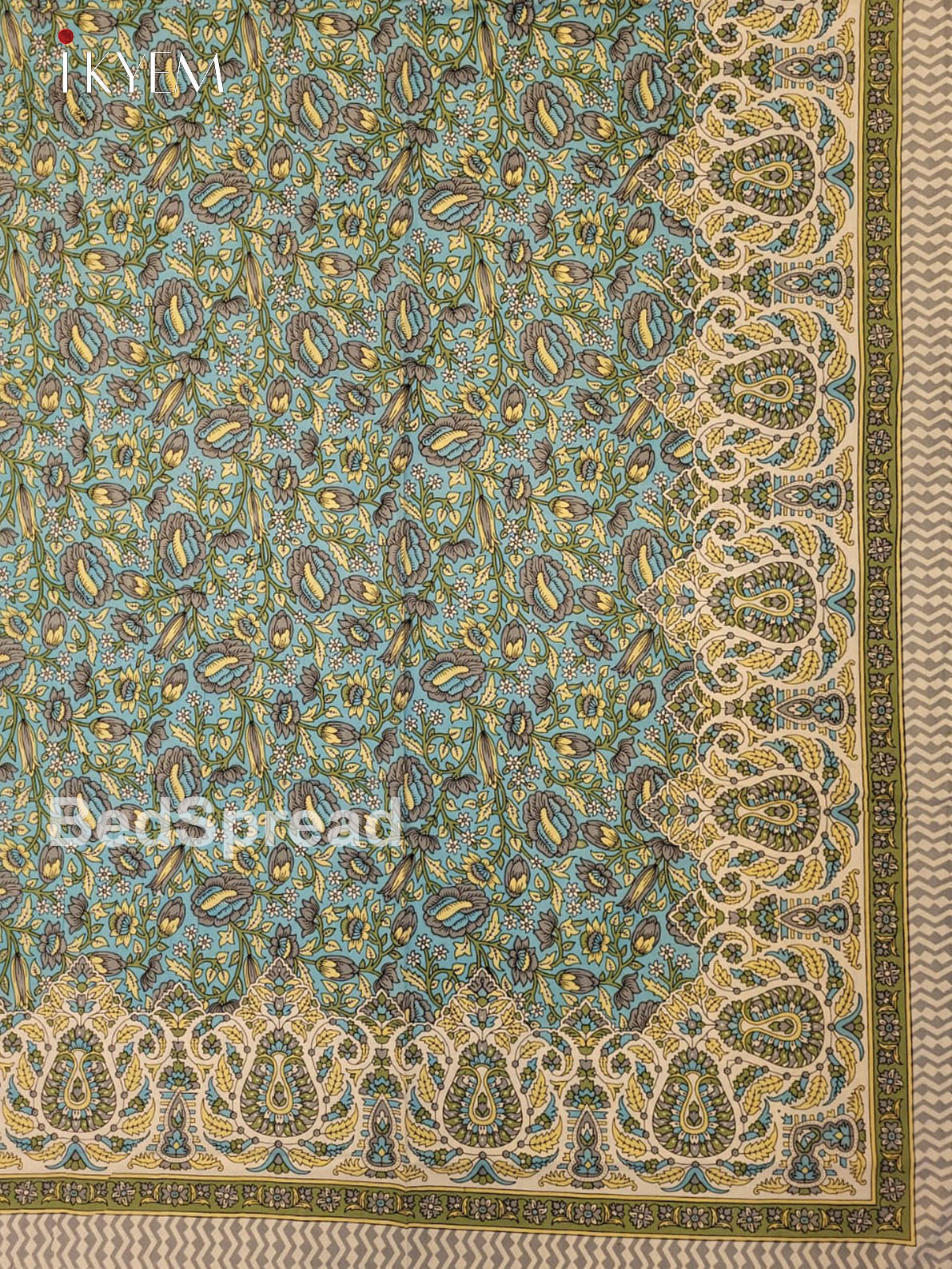 Cream and Green - Bed Spread