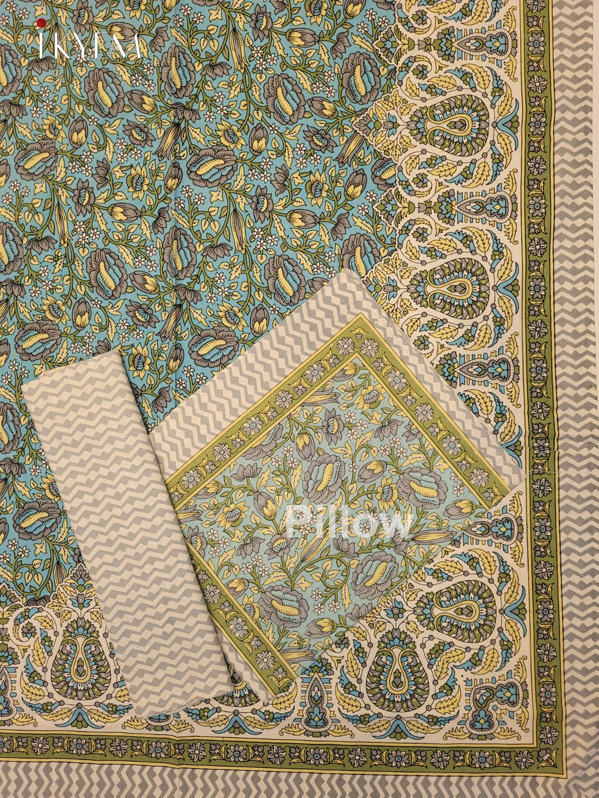 Cream and Green - Bed Spread