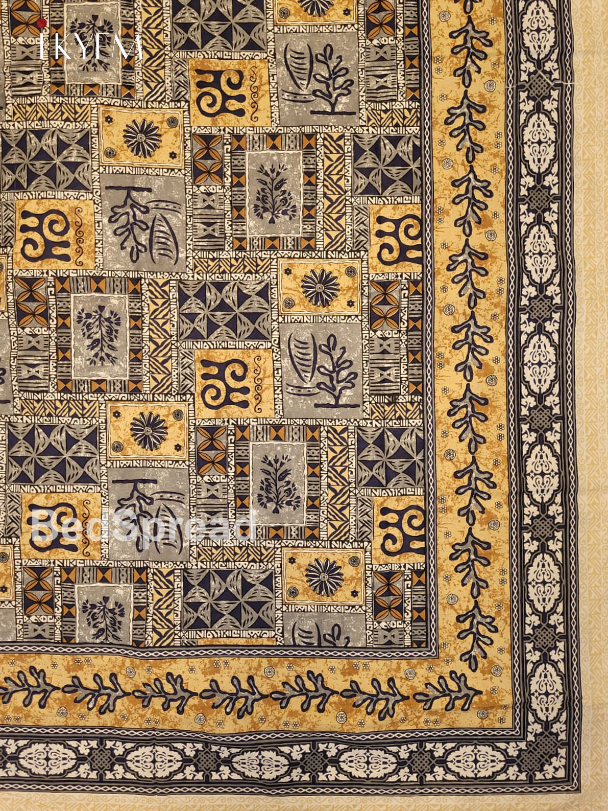 Mustard and Grey - Bed Spread