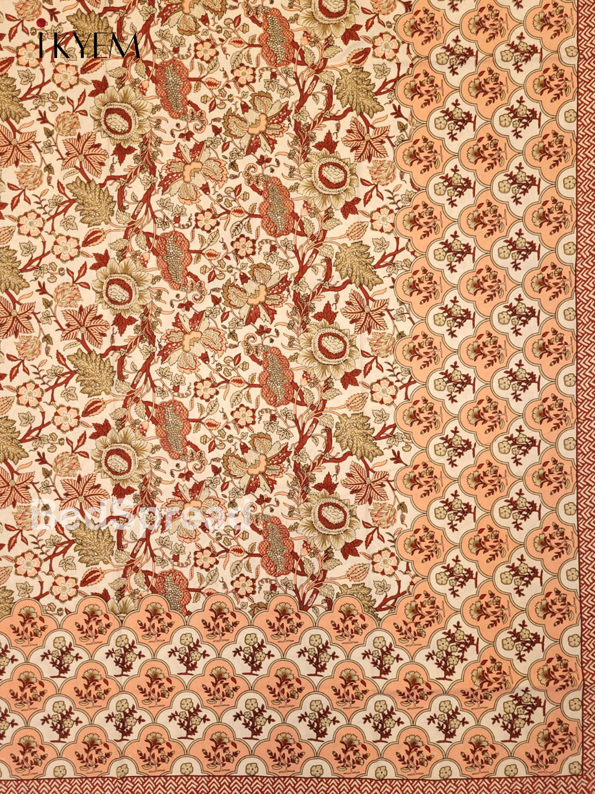 Cream and peach - Bed Spread