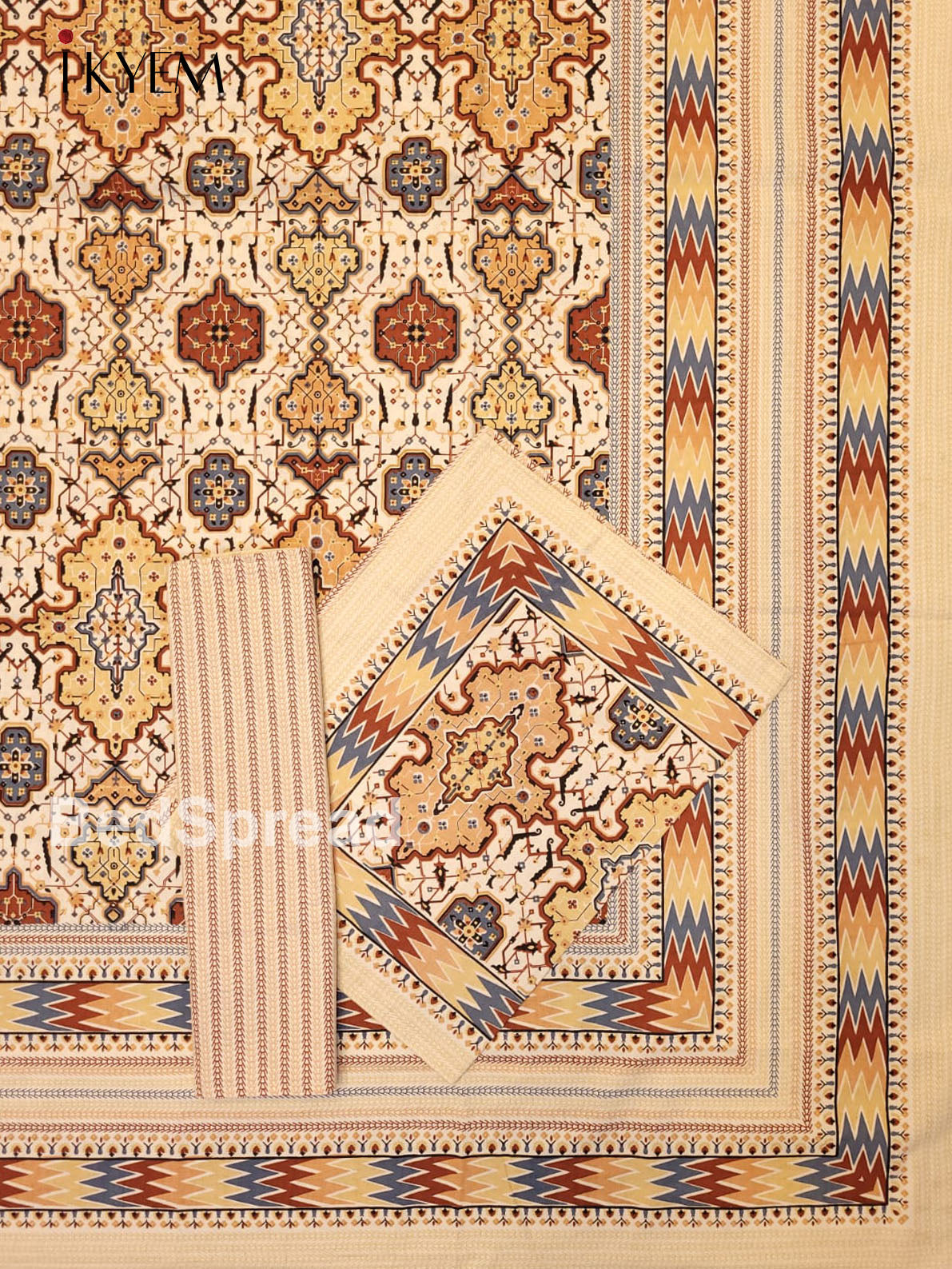 Cream and Peach - Bed Spread