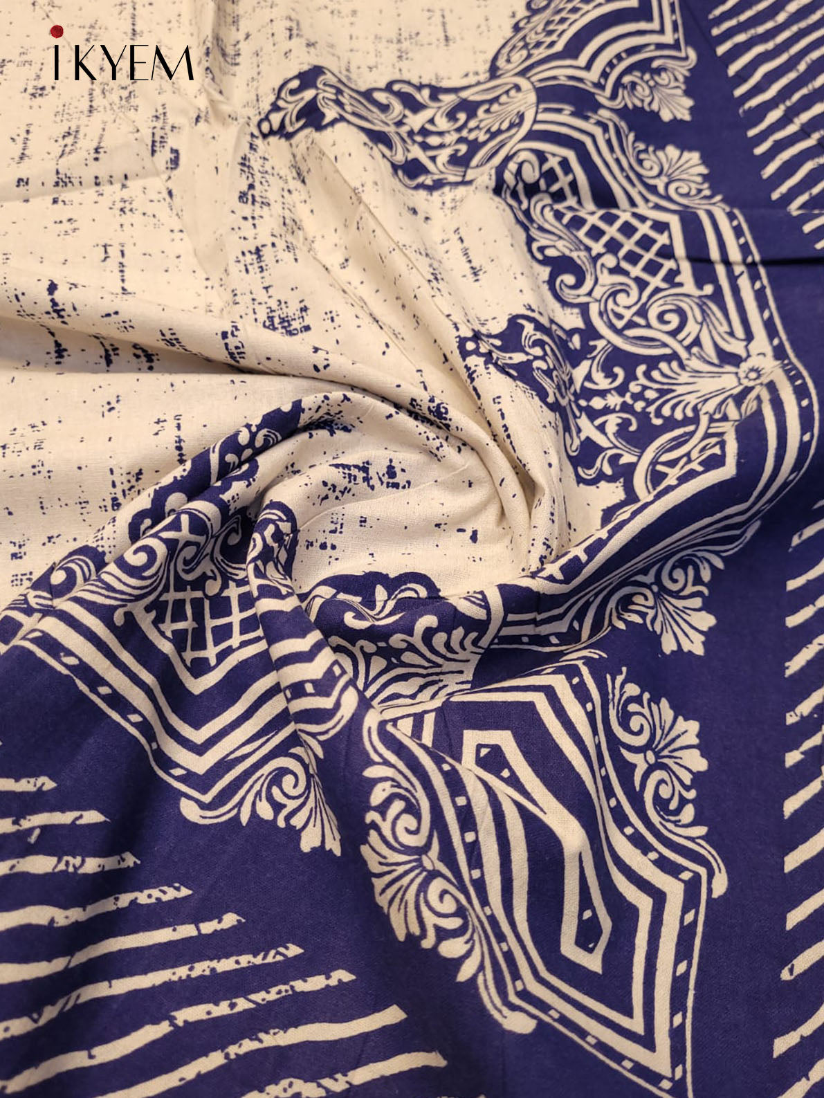 Cream and Blue - Bed Spread