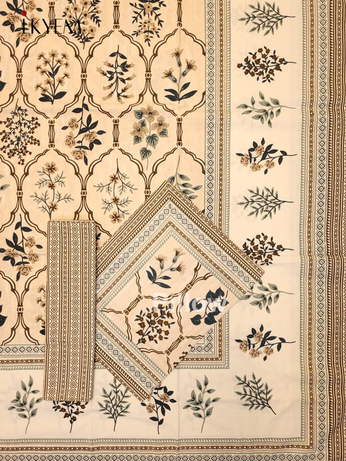 Cream and Peach - Bed Spread
