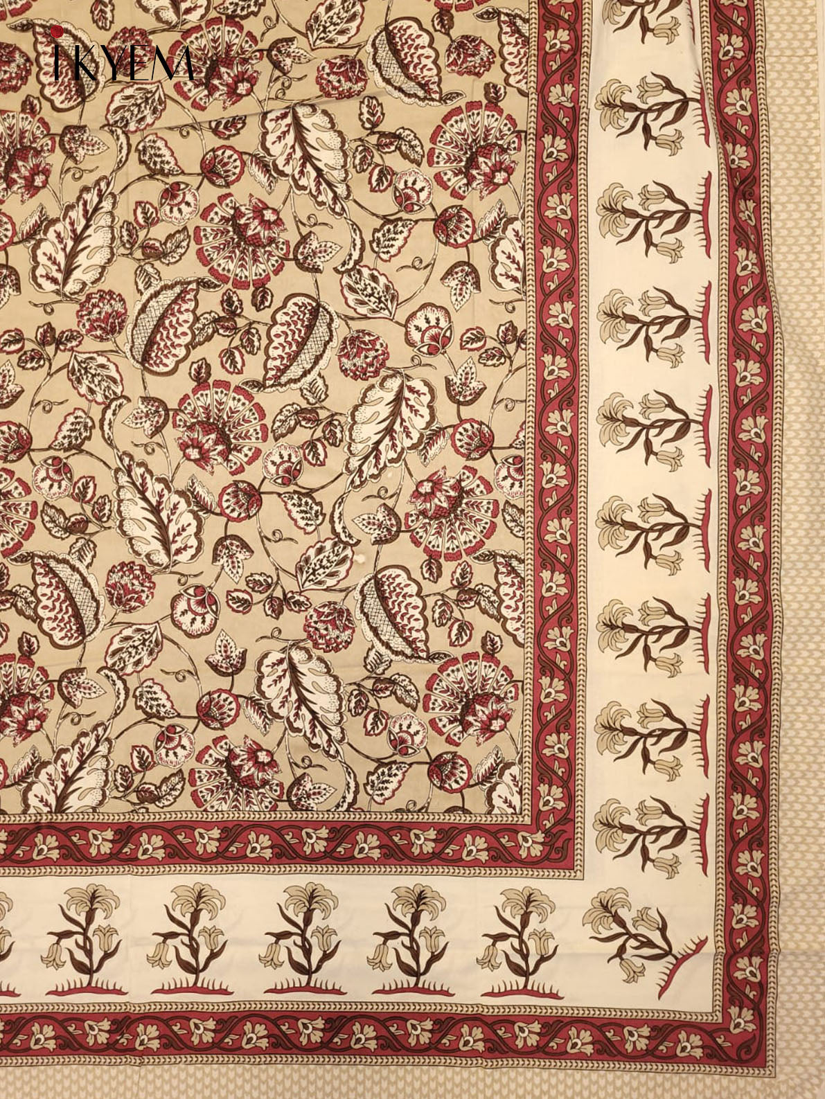 Cream and Red -Bed Spread