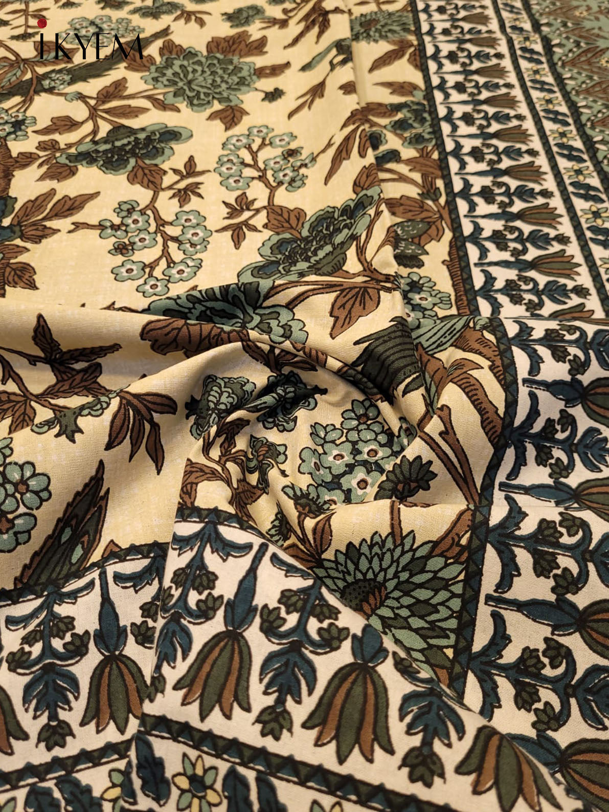 Cream and Green- Bed Spread