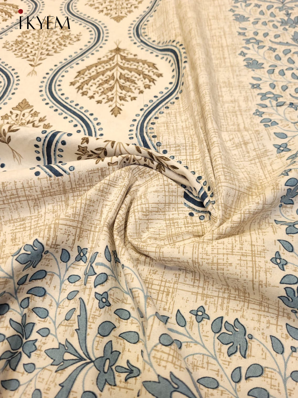 Beige and Blue - Bed Spread