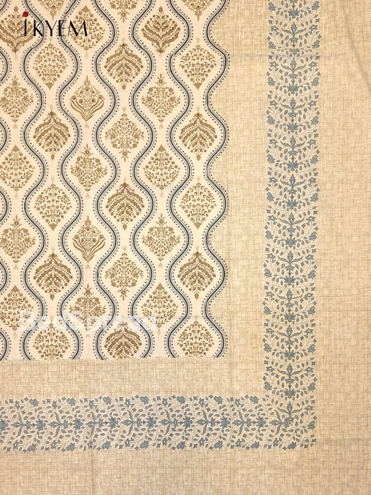 Beige and Blue - Bed Spread