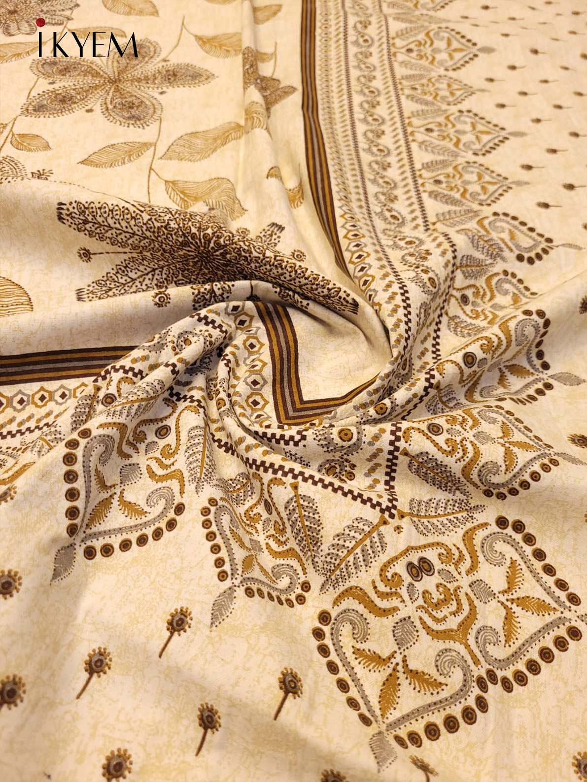 Cream and Brown - Bed Spread