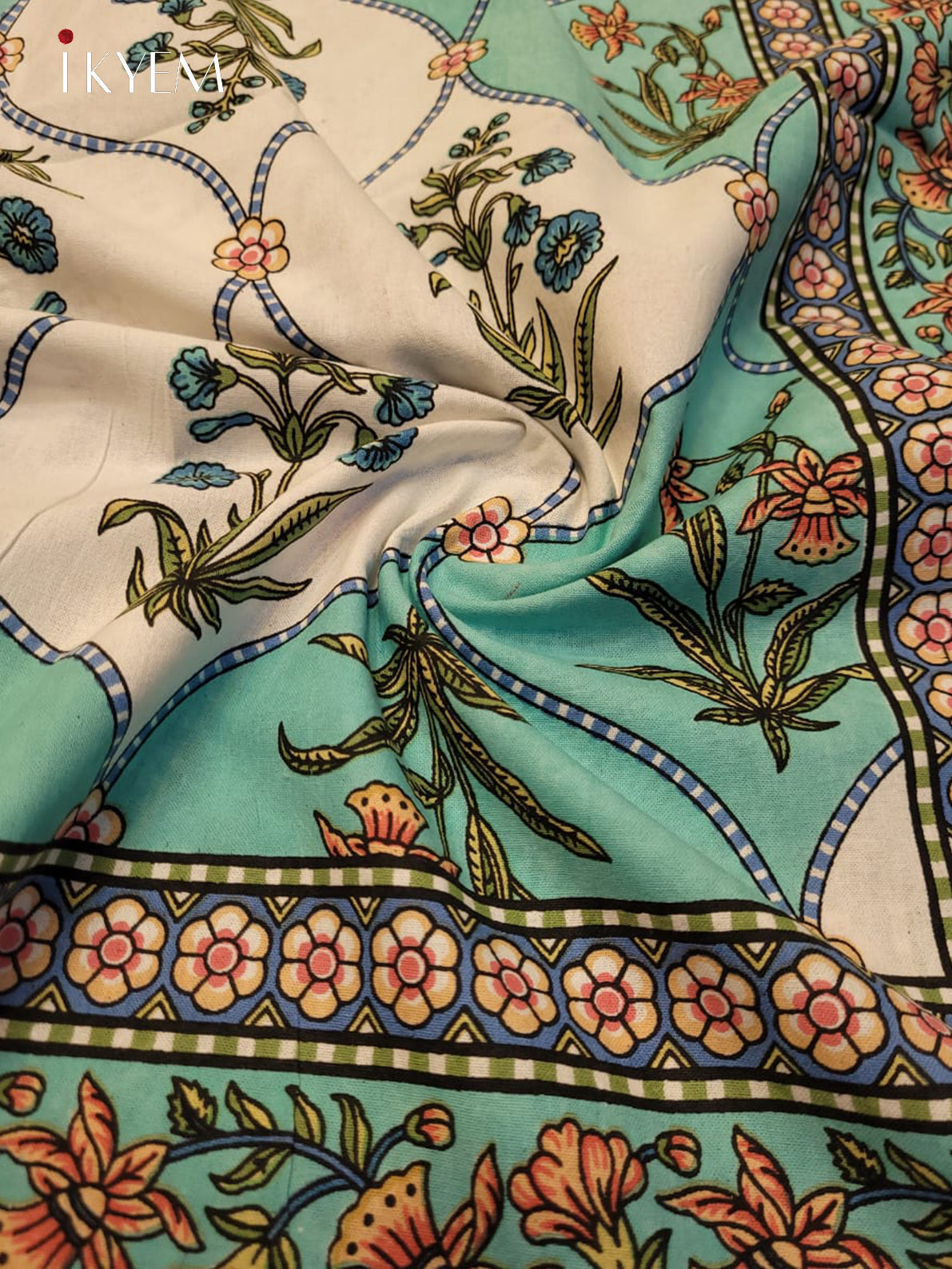 Blue &  Cream- Bed Spread