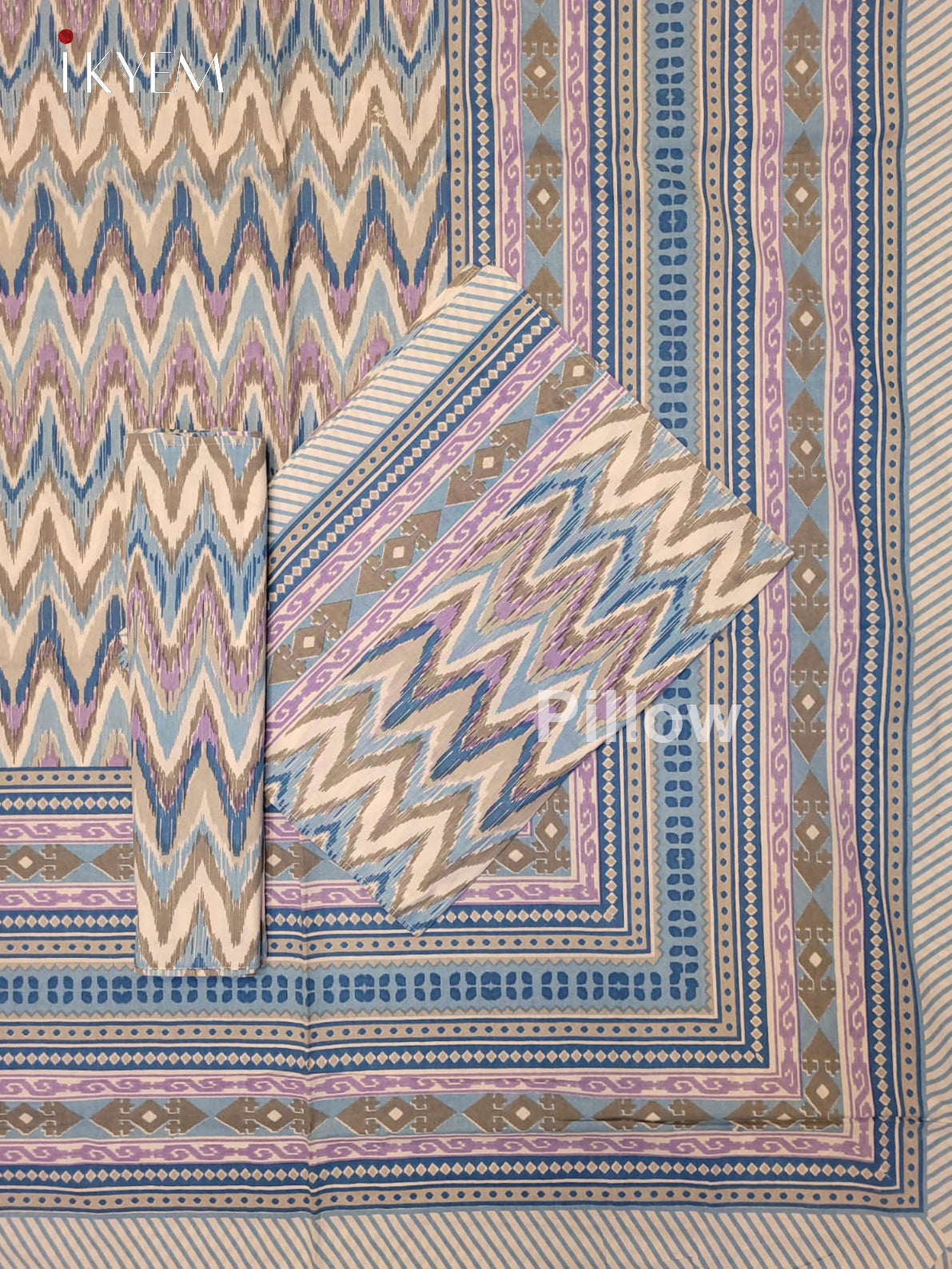 Cream & Blue -Bed Spread