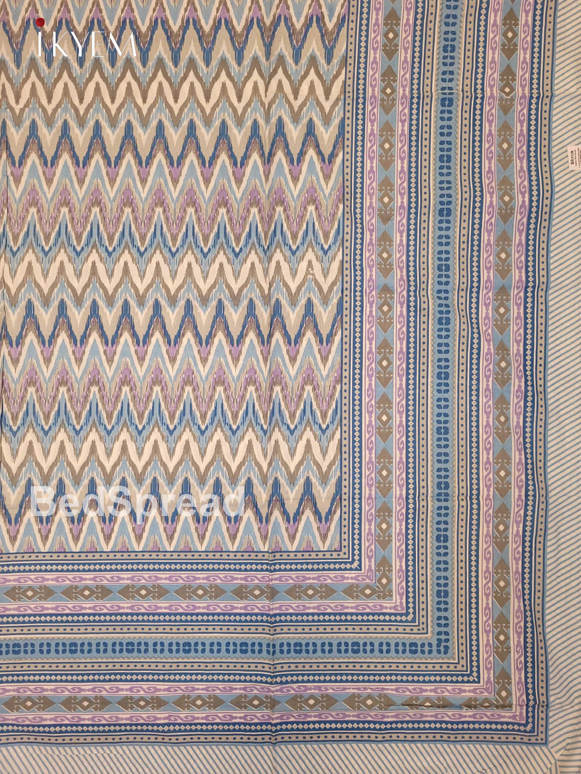 Cream & Blue -Bed Spread