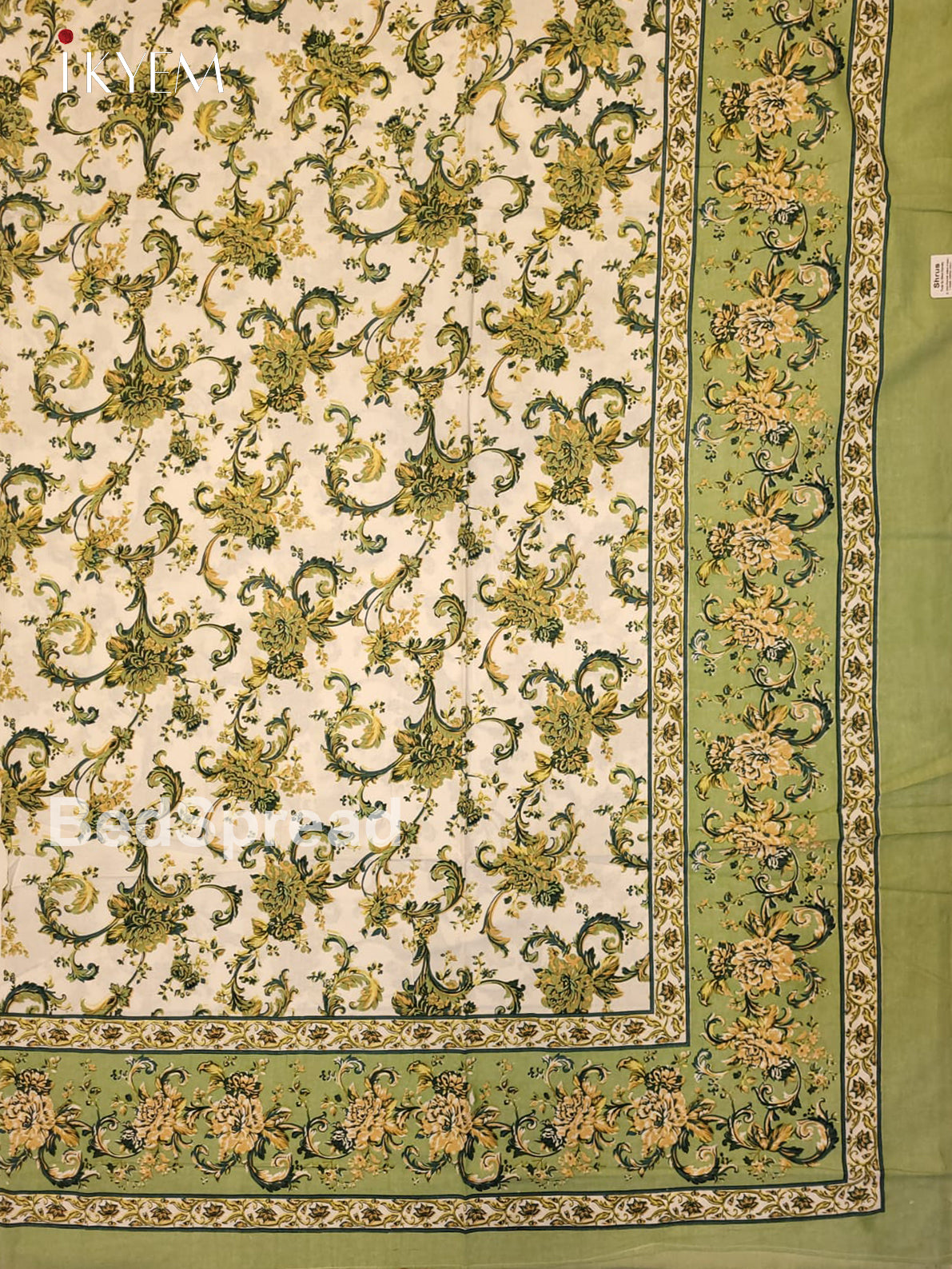 Cream & Green - Bed Spread