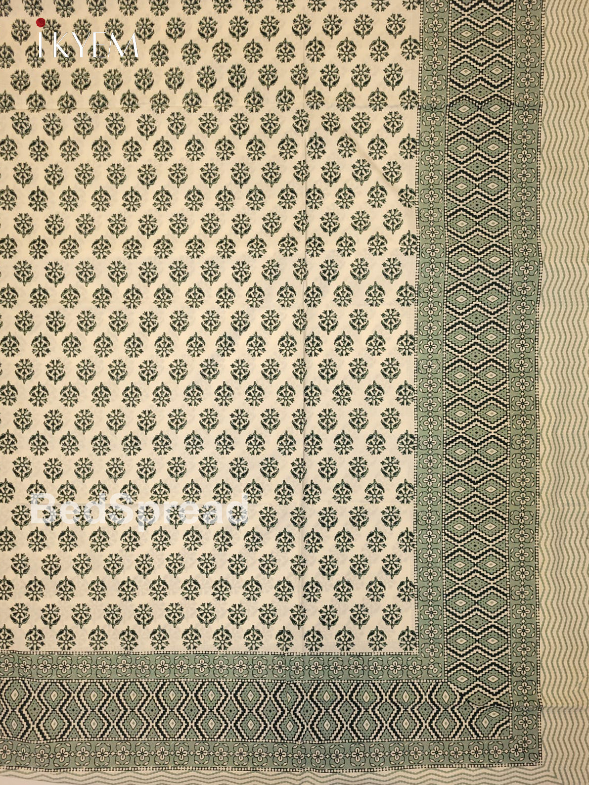 Cream & Green - Bed SPread