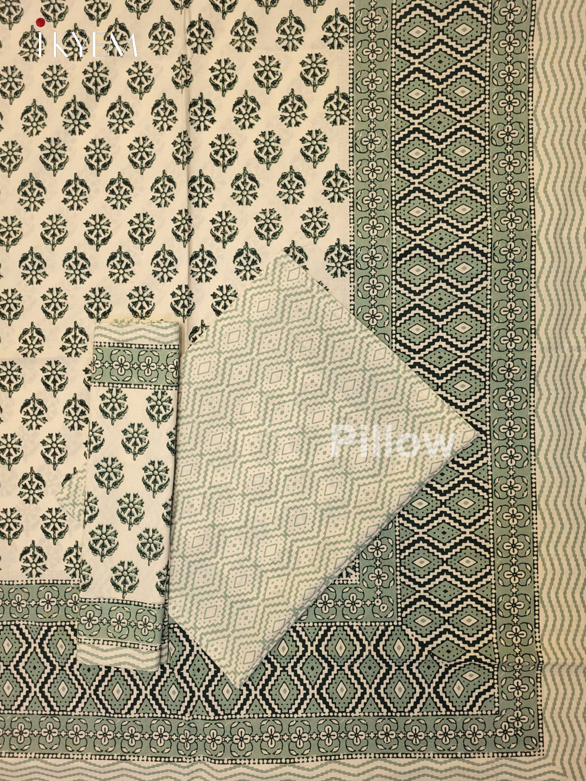 Cream & Green - Bed SPread