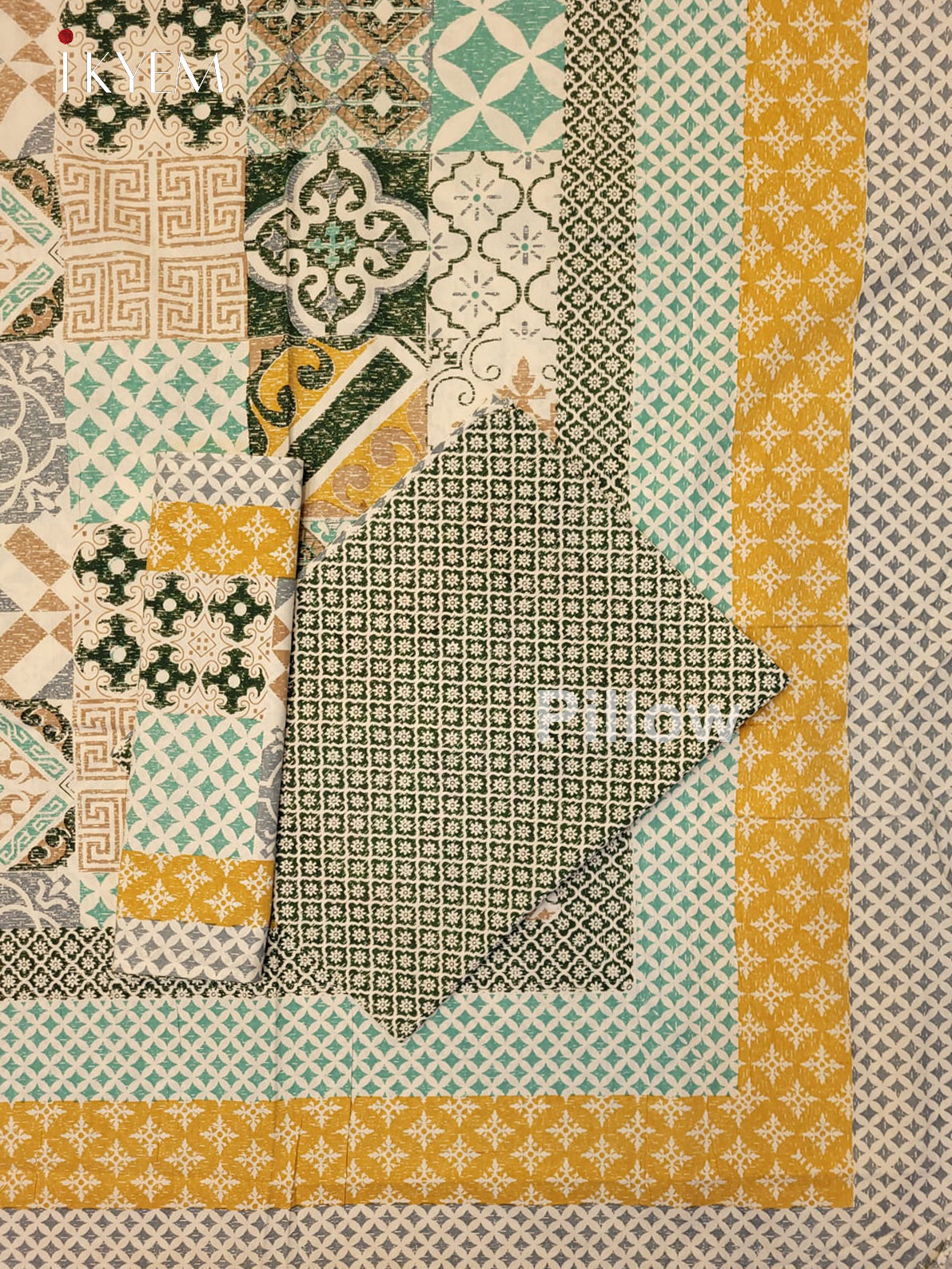 Cream & Green - Bed Spread