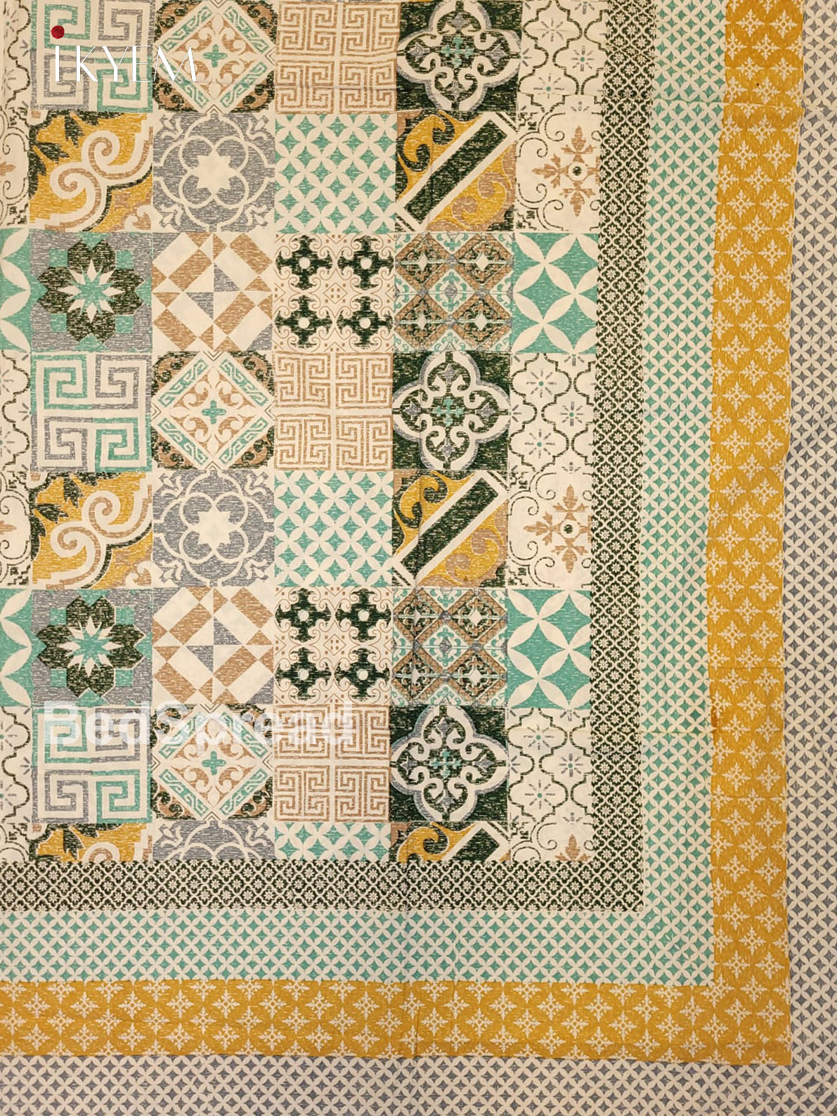 Cream & Green - Bed Spread