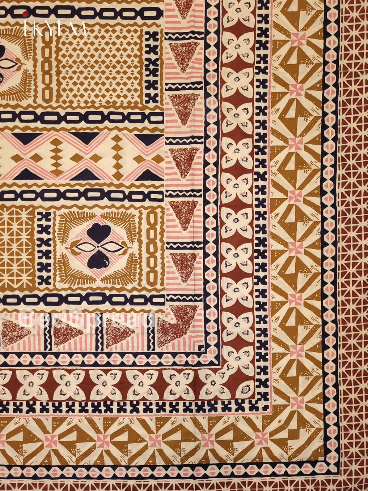 Cream &  Pink - Bed Spread