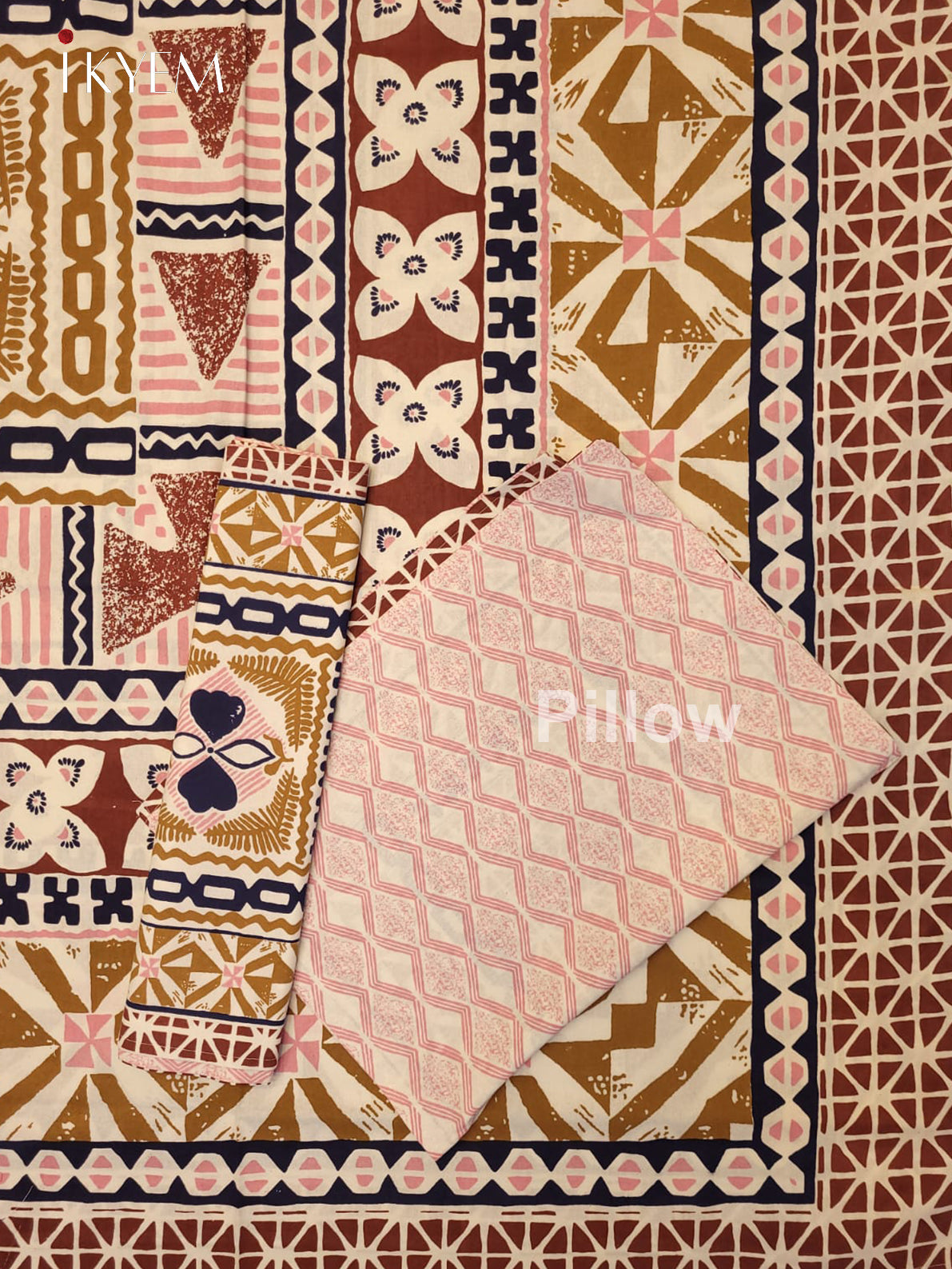 Cream &  Pink - Bed Spread