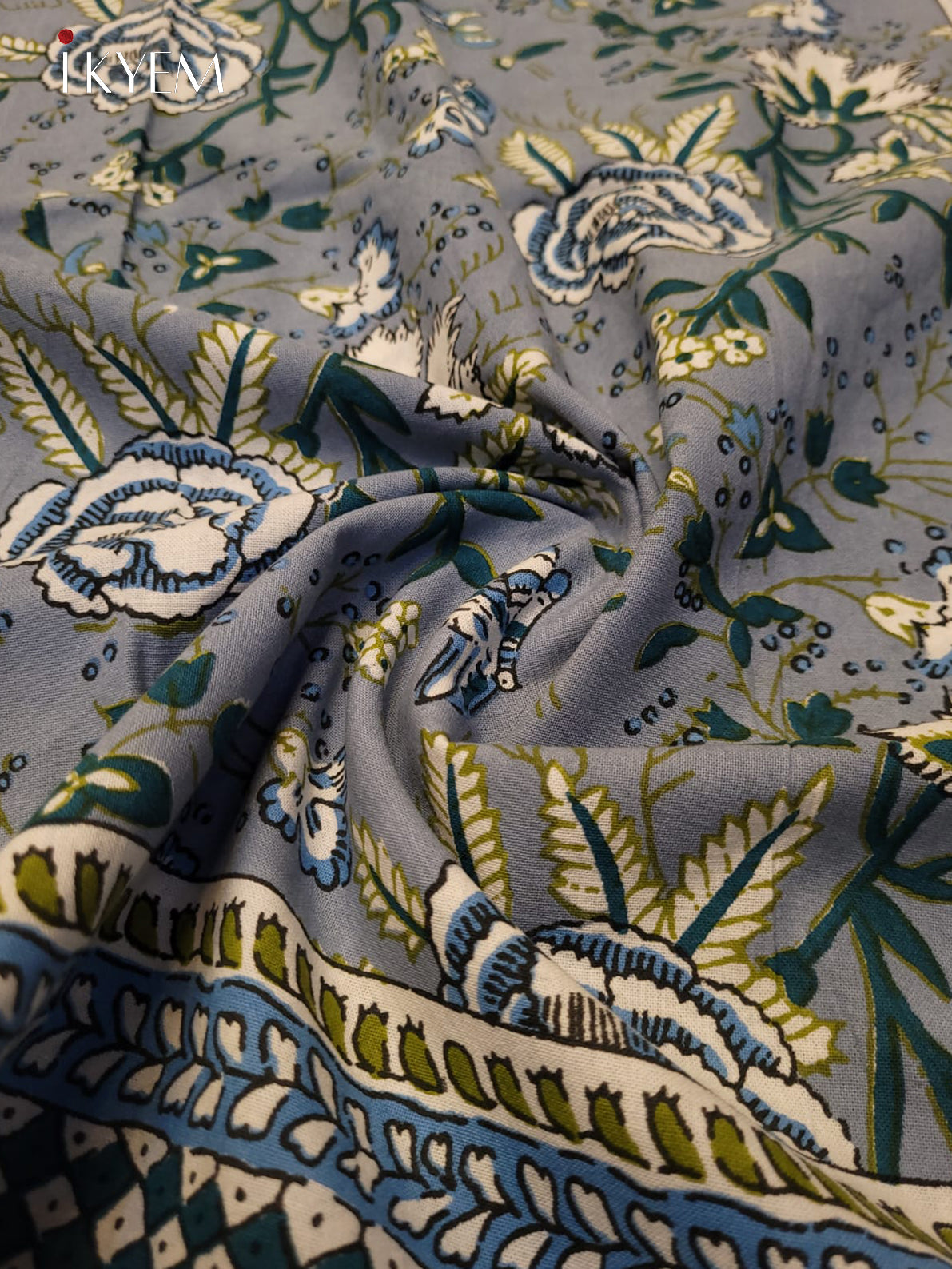 Cream & Dusty Blue - Bed Spread