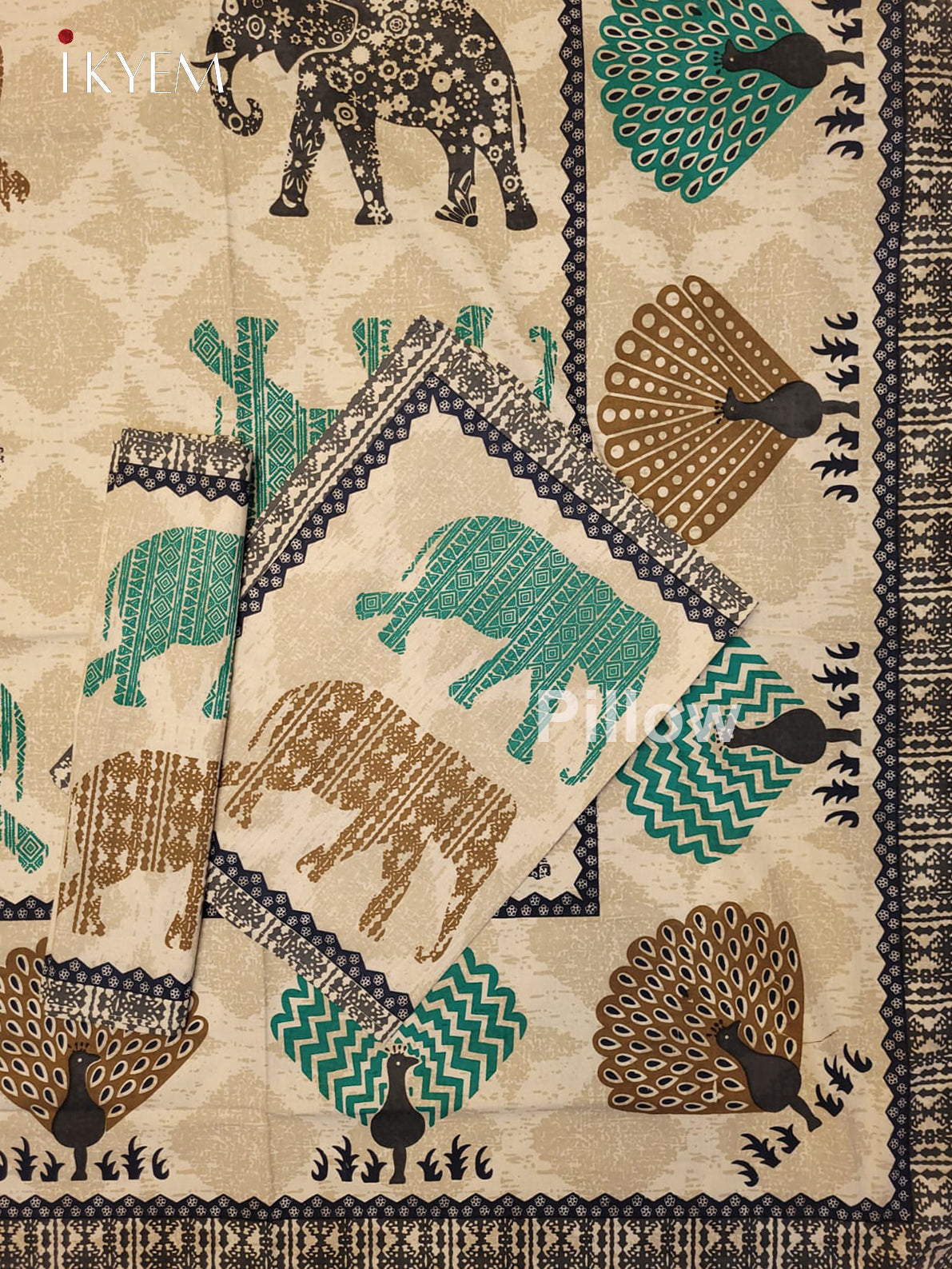 Cream & Green - Bed Spread