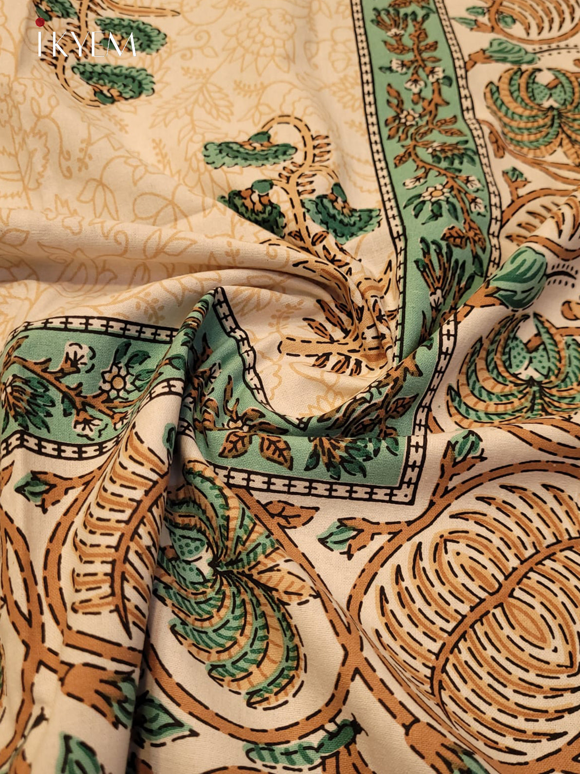 Peach &  Green  - Bed Spread